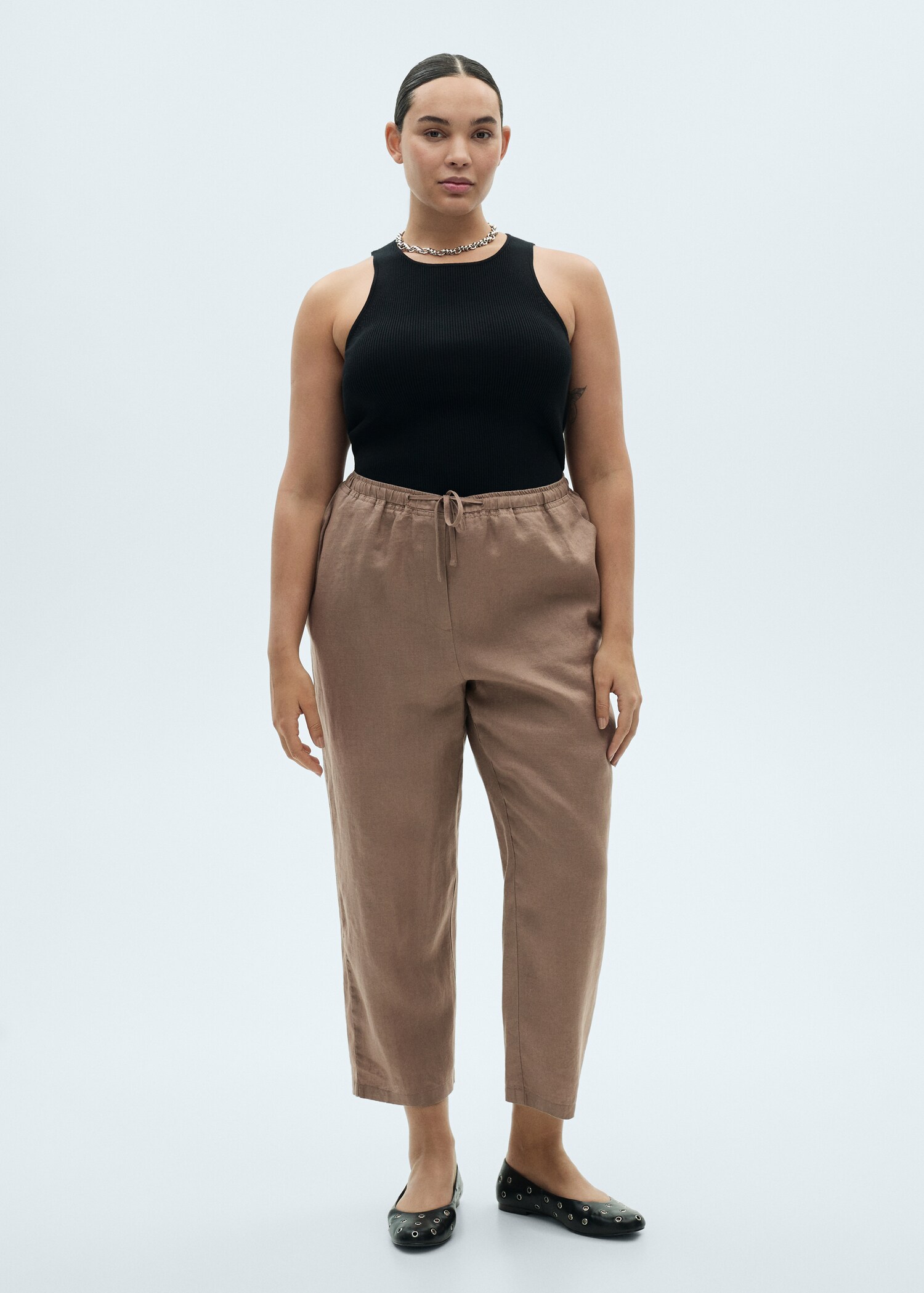 Straight linen-blend trousers - Details of the article 3