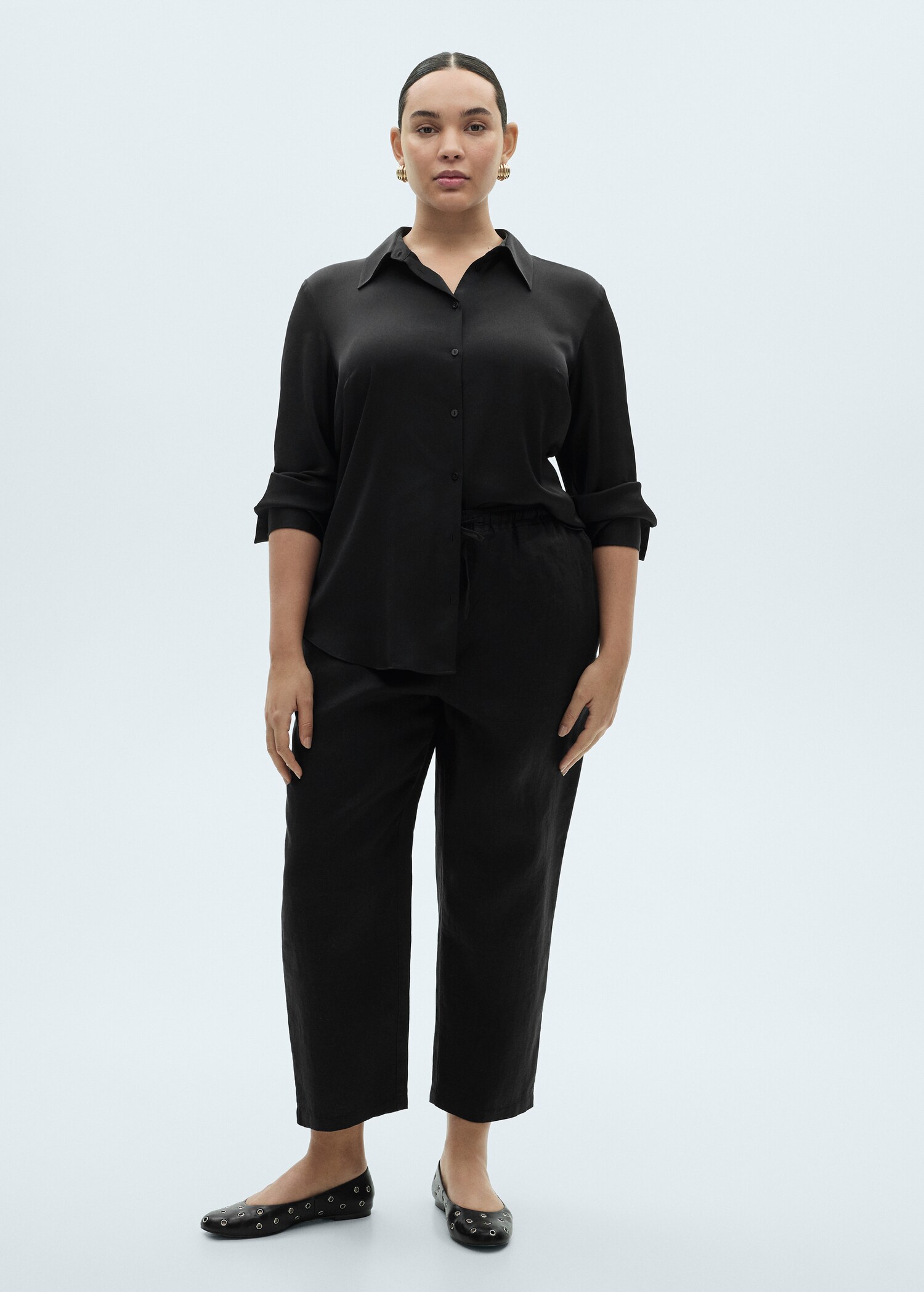 Straight linen-blend trousers - Details of the article 3