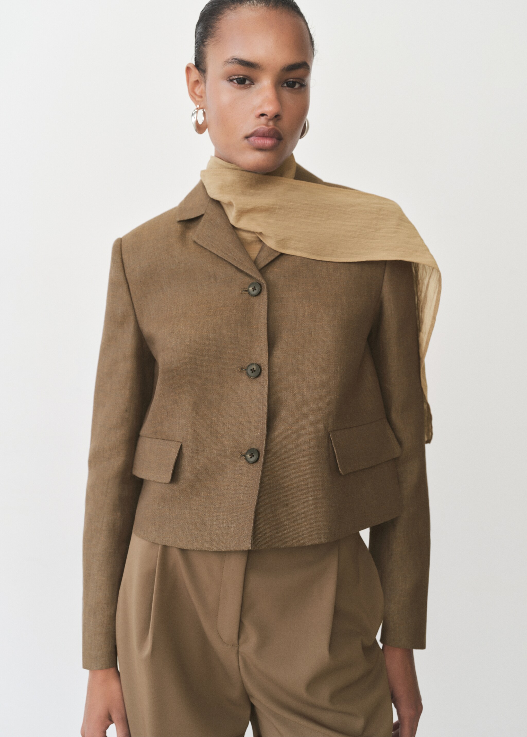 Blazer Crop Leinenmischung - Mittlere Ansicht