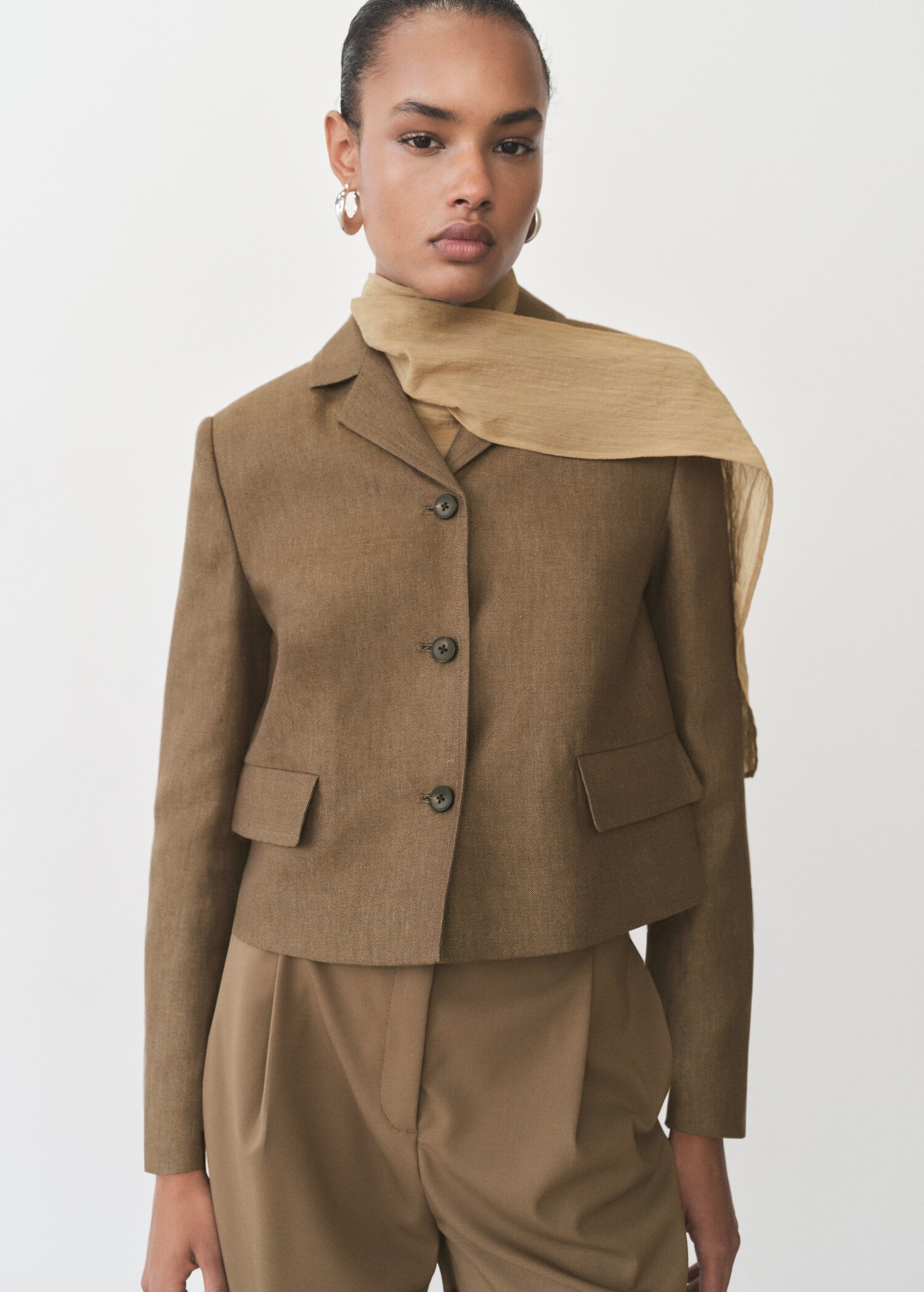 Blazer crop misto lino - Piano medio