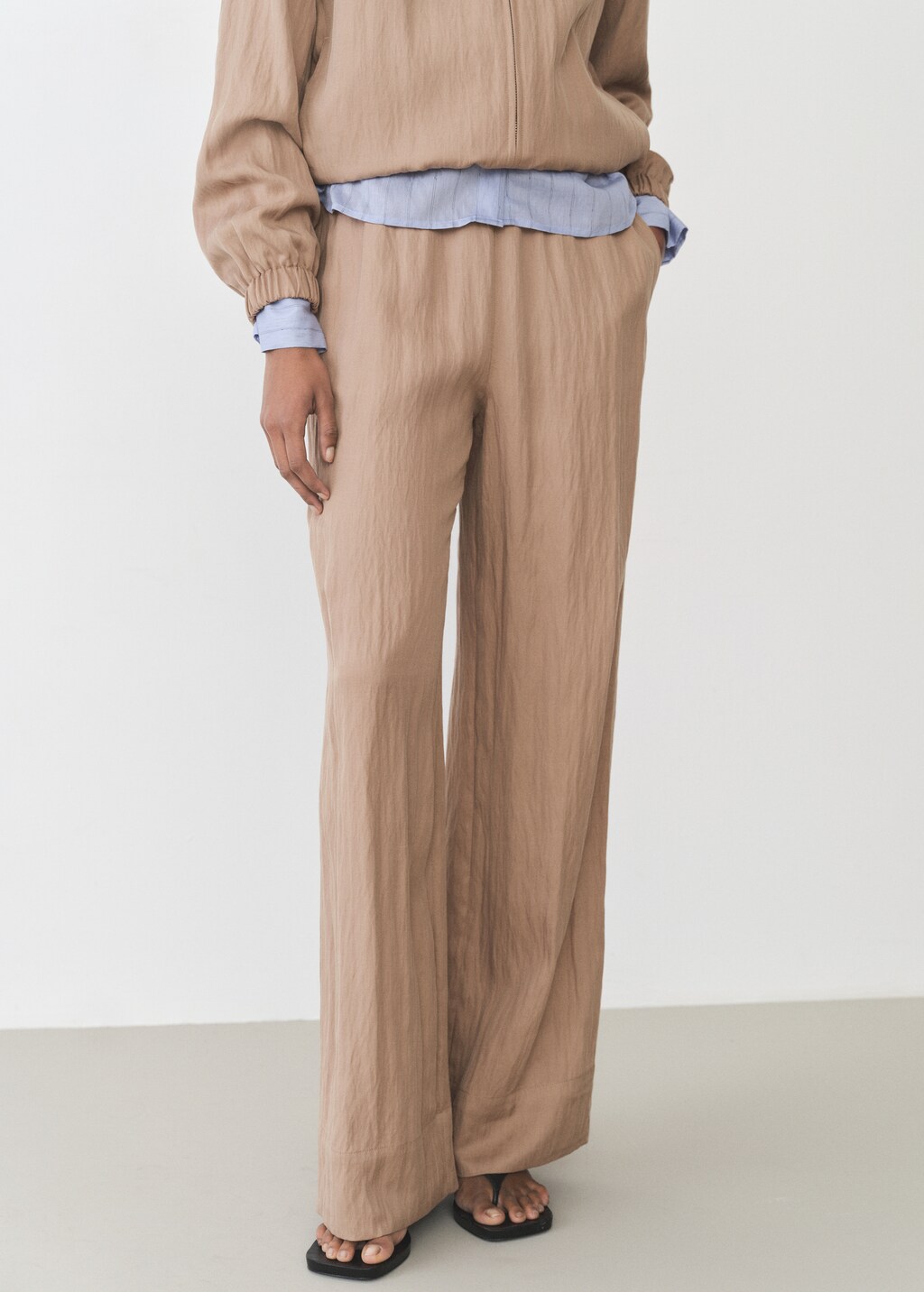 Straight-fit lyocell textured pants