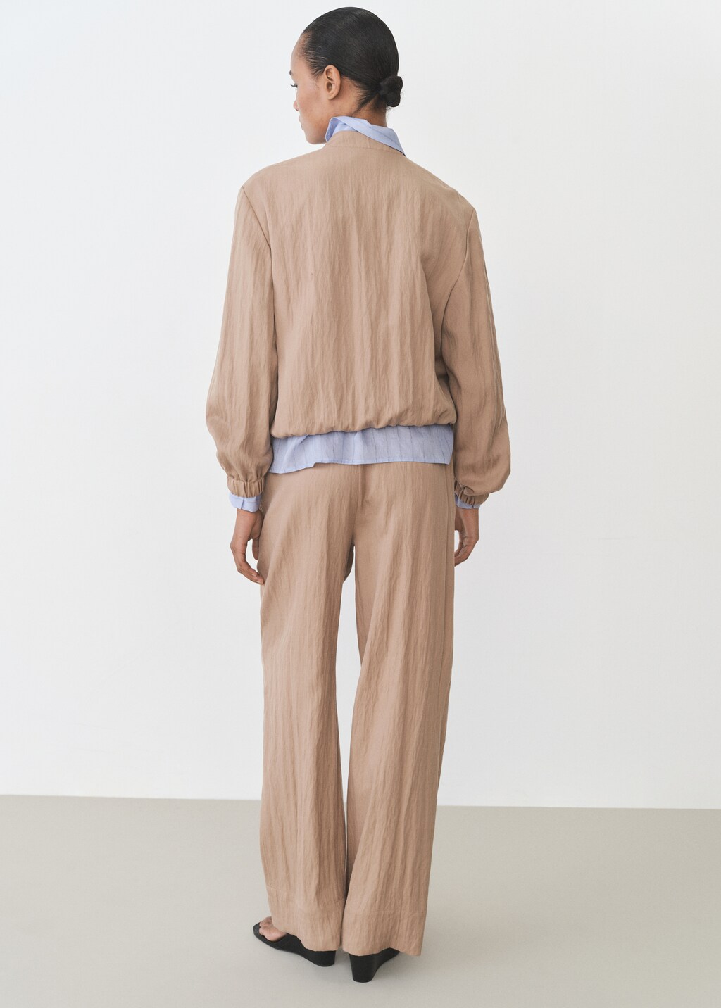 Straight-fit lyocell textured pants - image 3