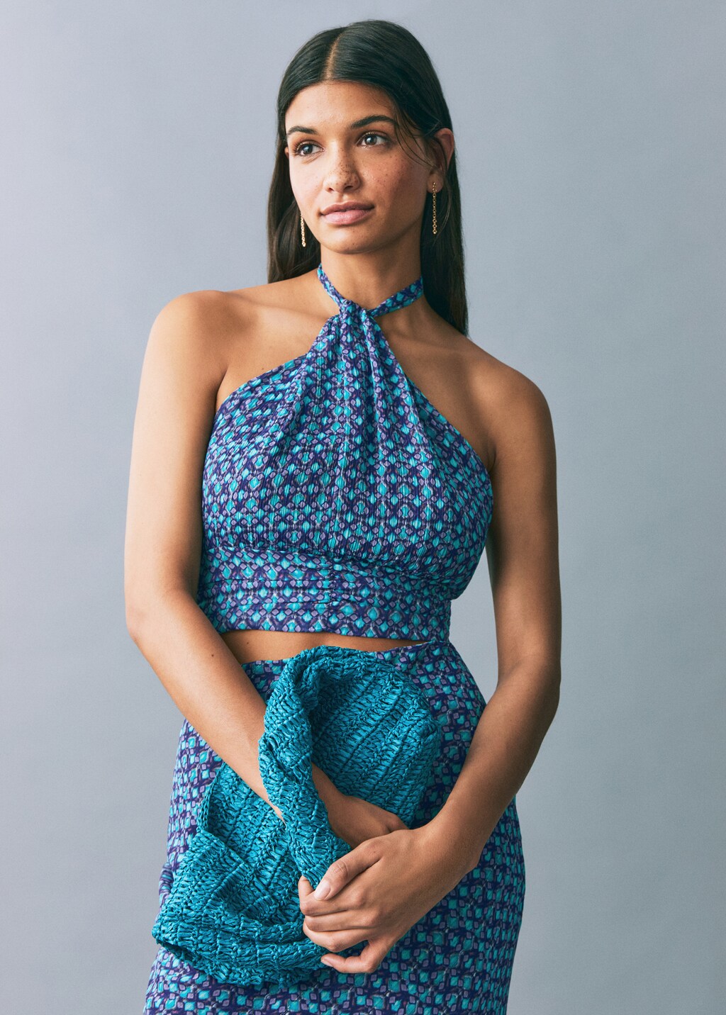 Halter-neck printed top - Teen | MANGO USA