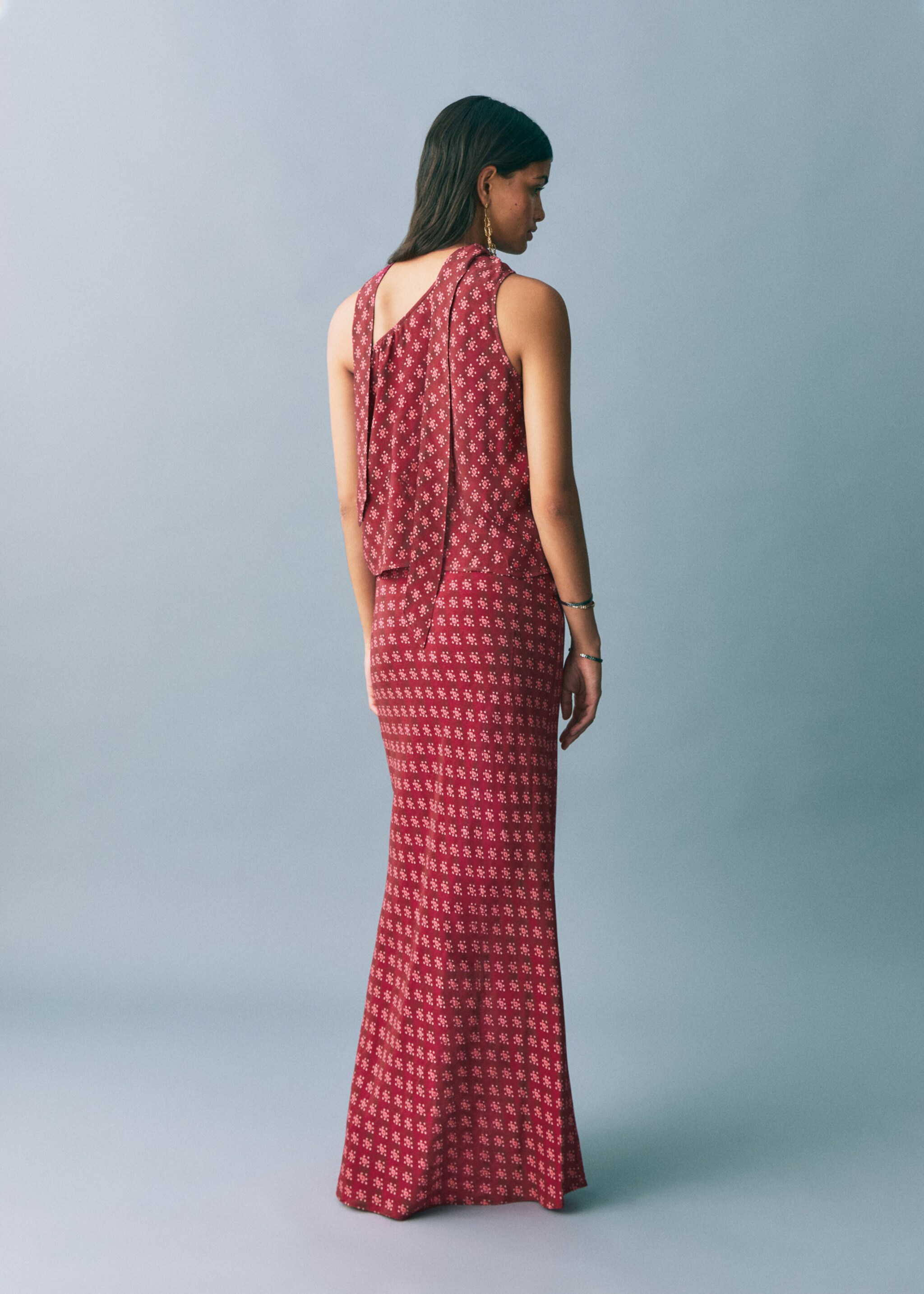 Printed long skirt - Reverse of the article