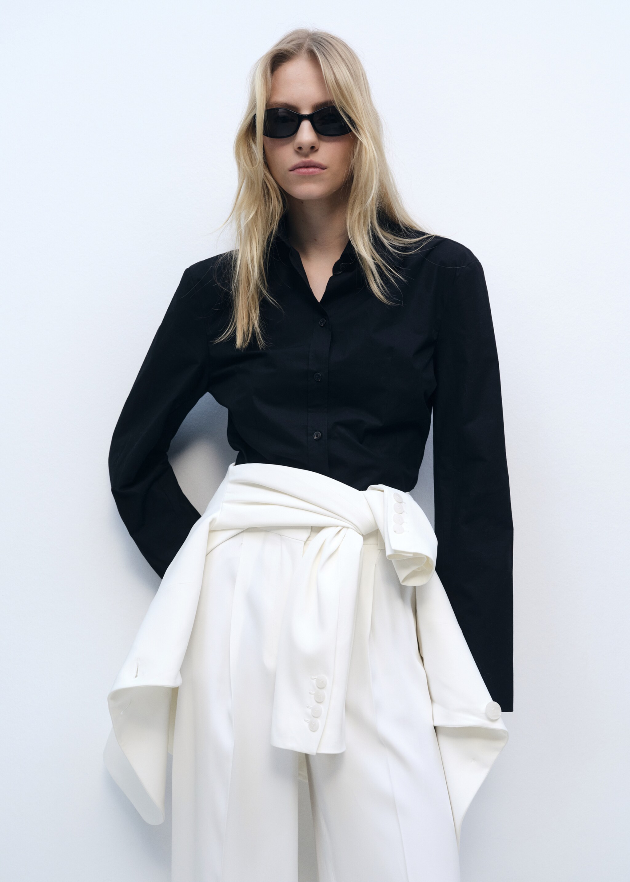Pleated wideleg suit trousers - Details of the article 1