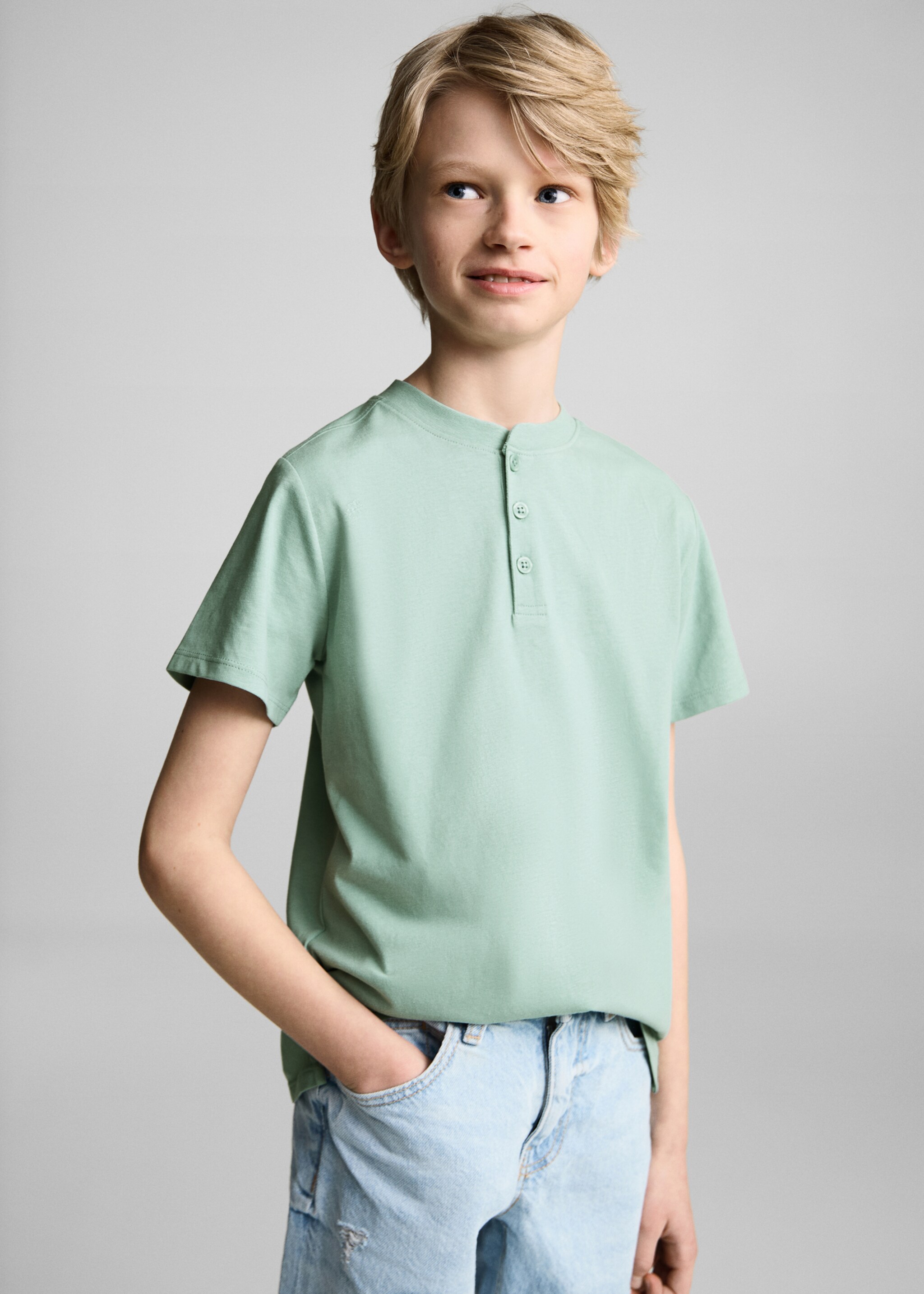 Camiseta algodón botones - Plano medio