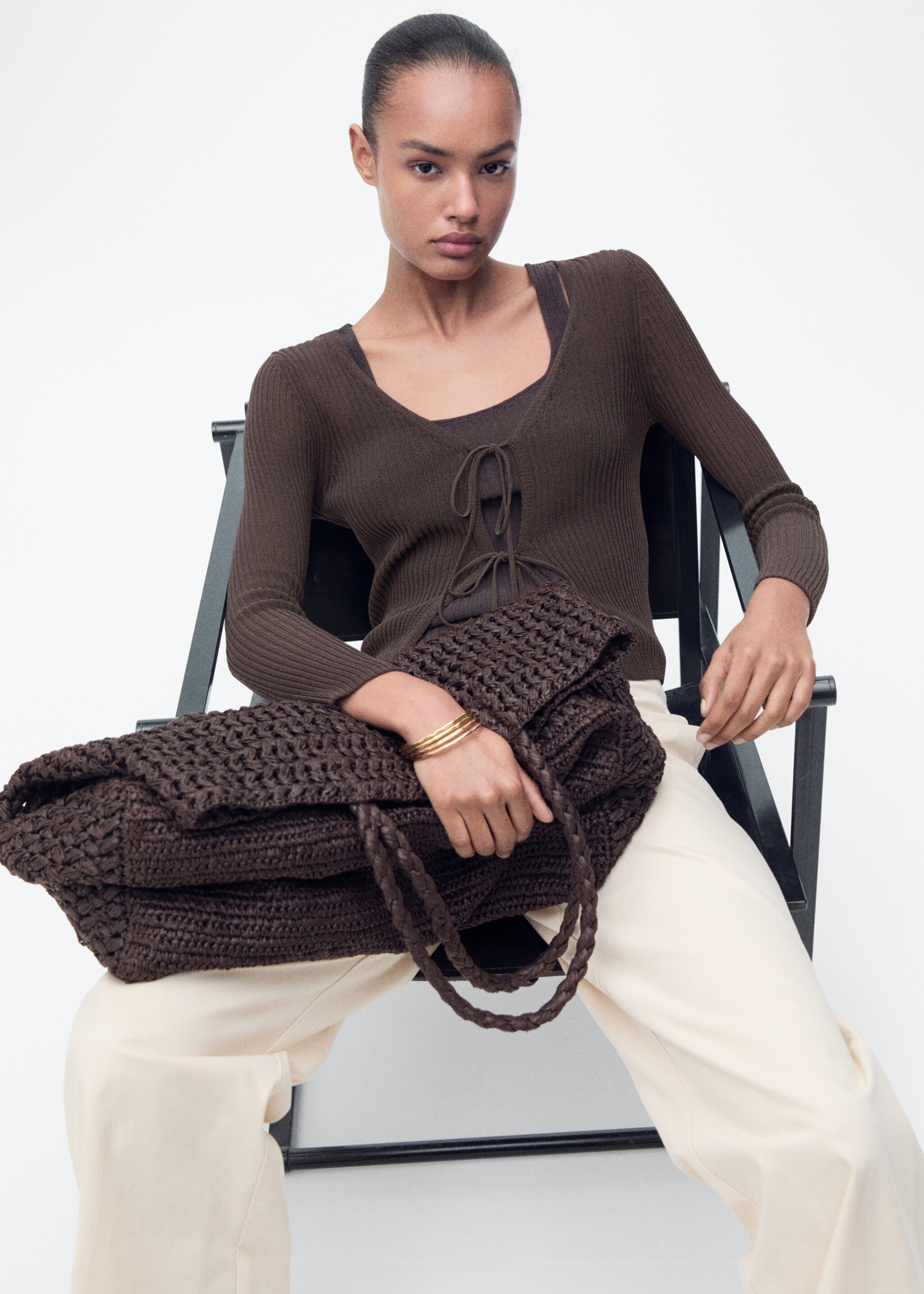 Cardigan maille côtelée nœuds - Détail de l'article 2