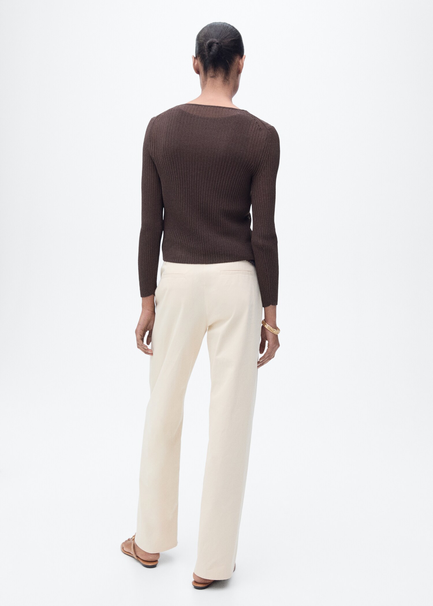 Cardigan maille côtelée nœuds - Verso de l’article