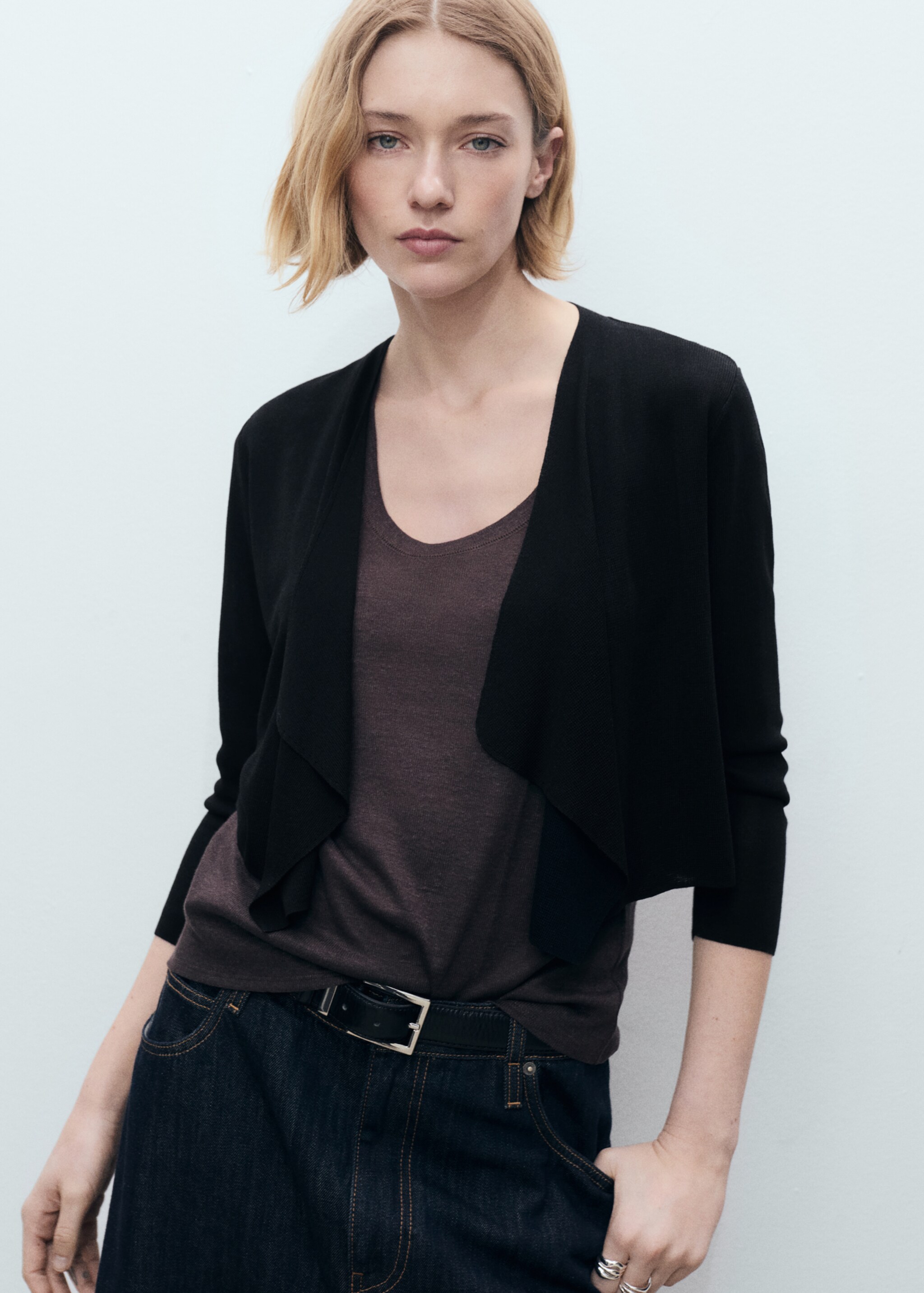 Knitted cropped cardigan - Medium plane