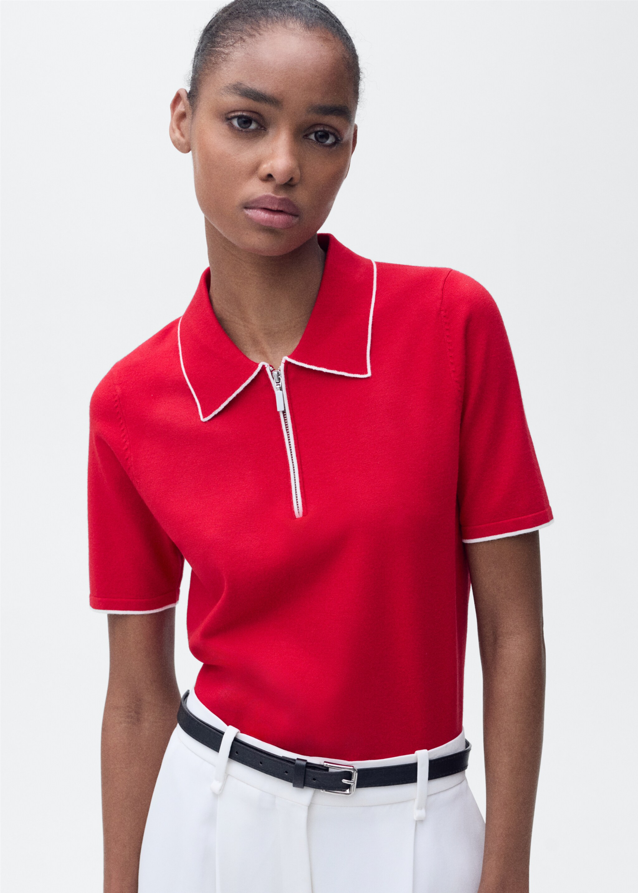 Polo-neck sweater with contrasting trims - Medium plane