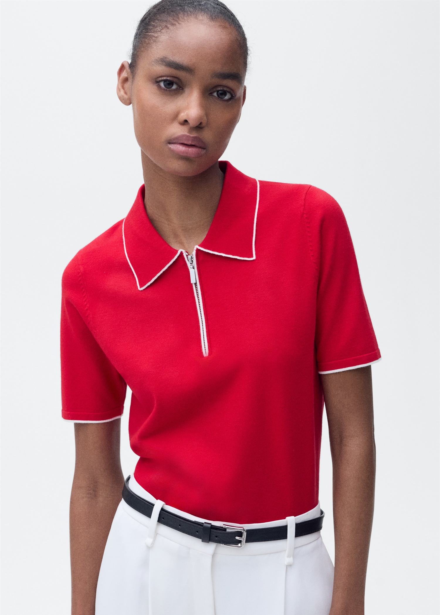 Polo-neck sweater with contrasting trims - Medium plane