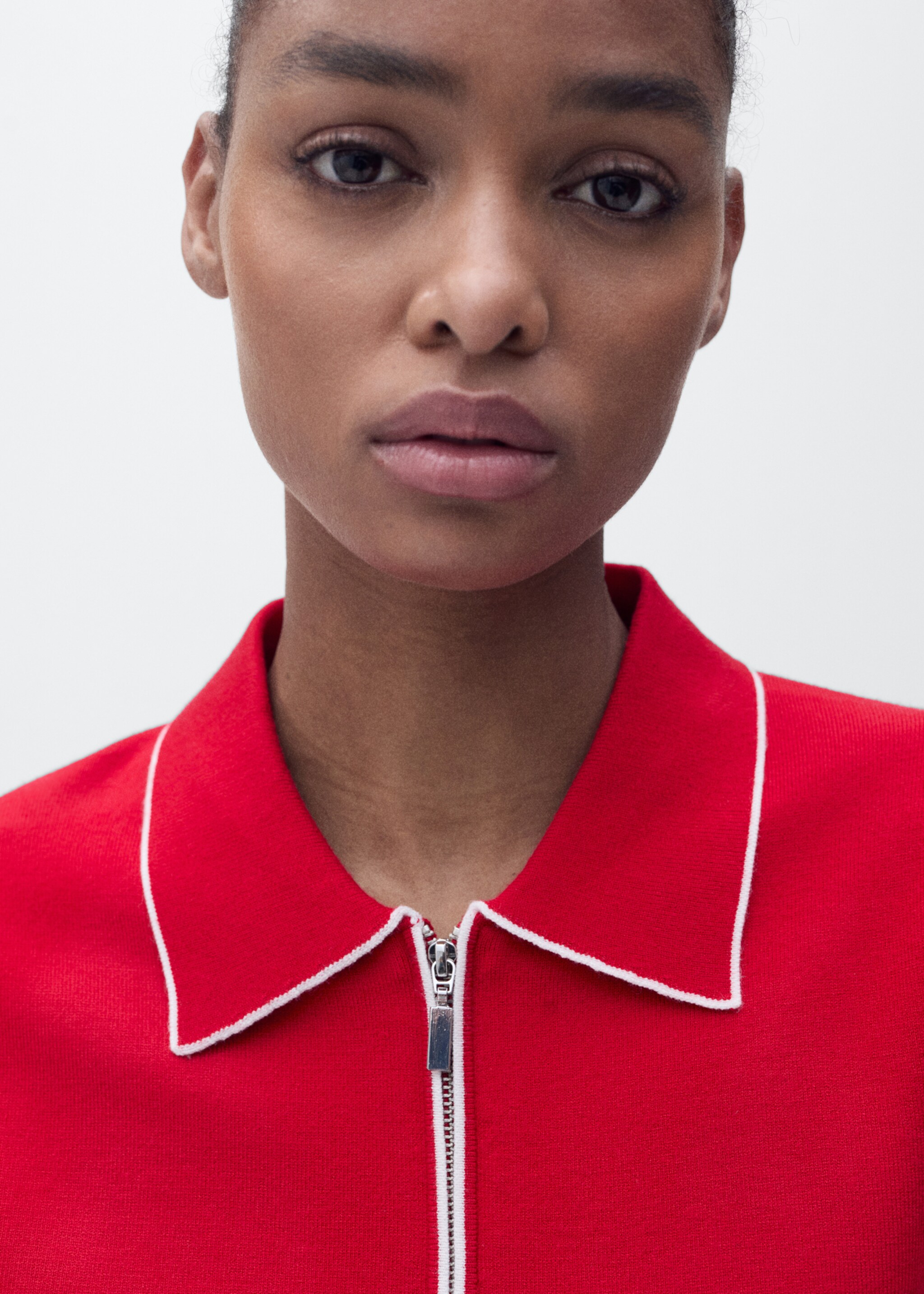 Polo-neck sweater with contrasting trims - Details of the article 1