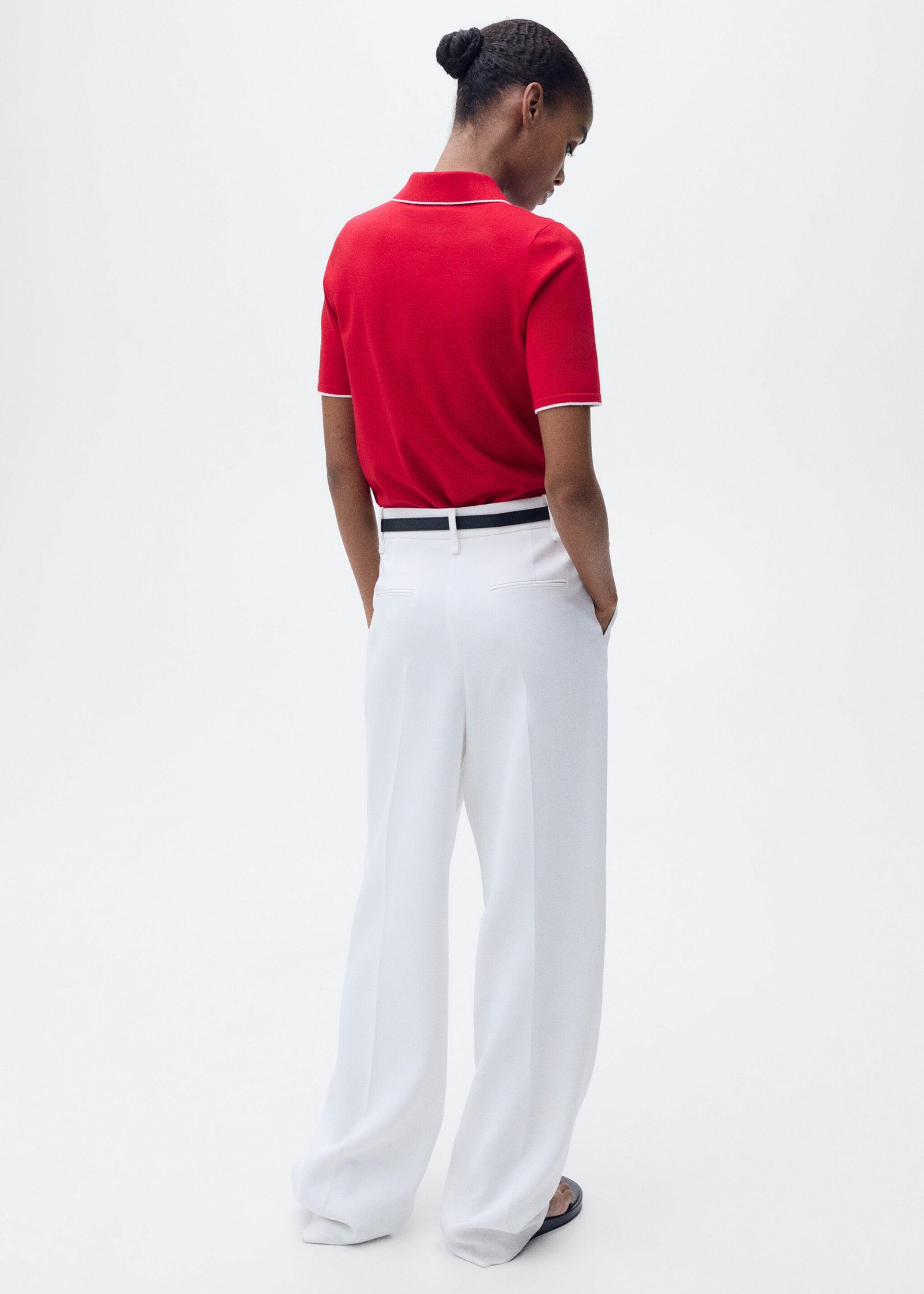 Polo-neck sweater with contrasting trims - Reverse of the article