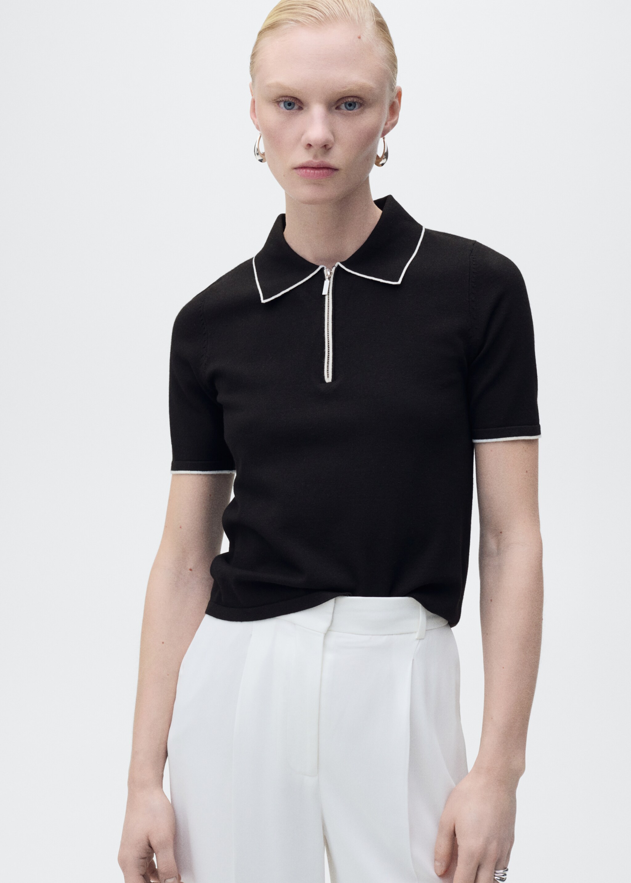 Polo-neck sweater with contrasting trims - Medium plane