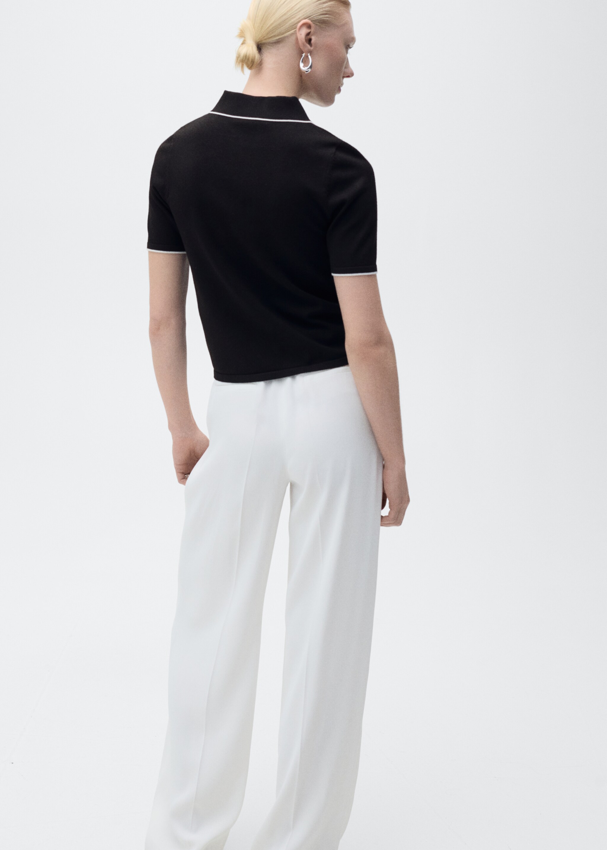 Polo-neck sweater with contrasting trims - Reverse of the article