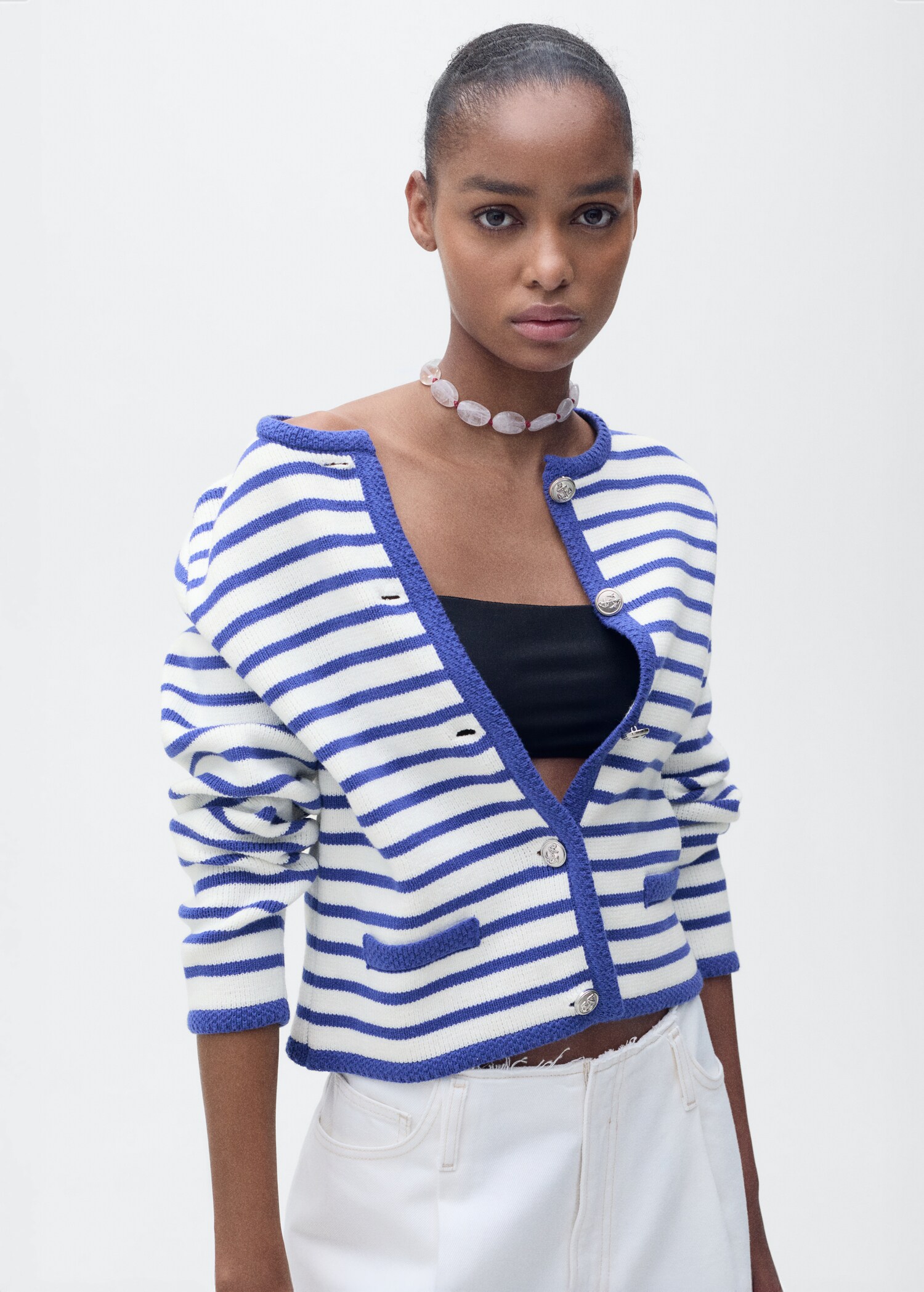Stripped knit cardigan - Medium plane