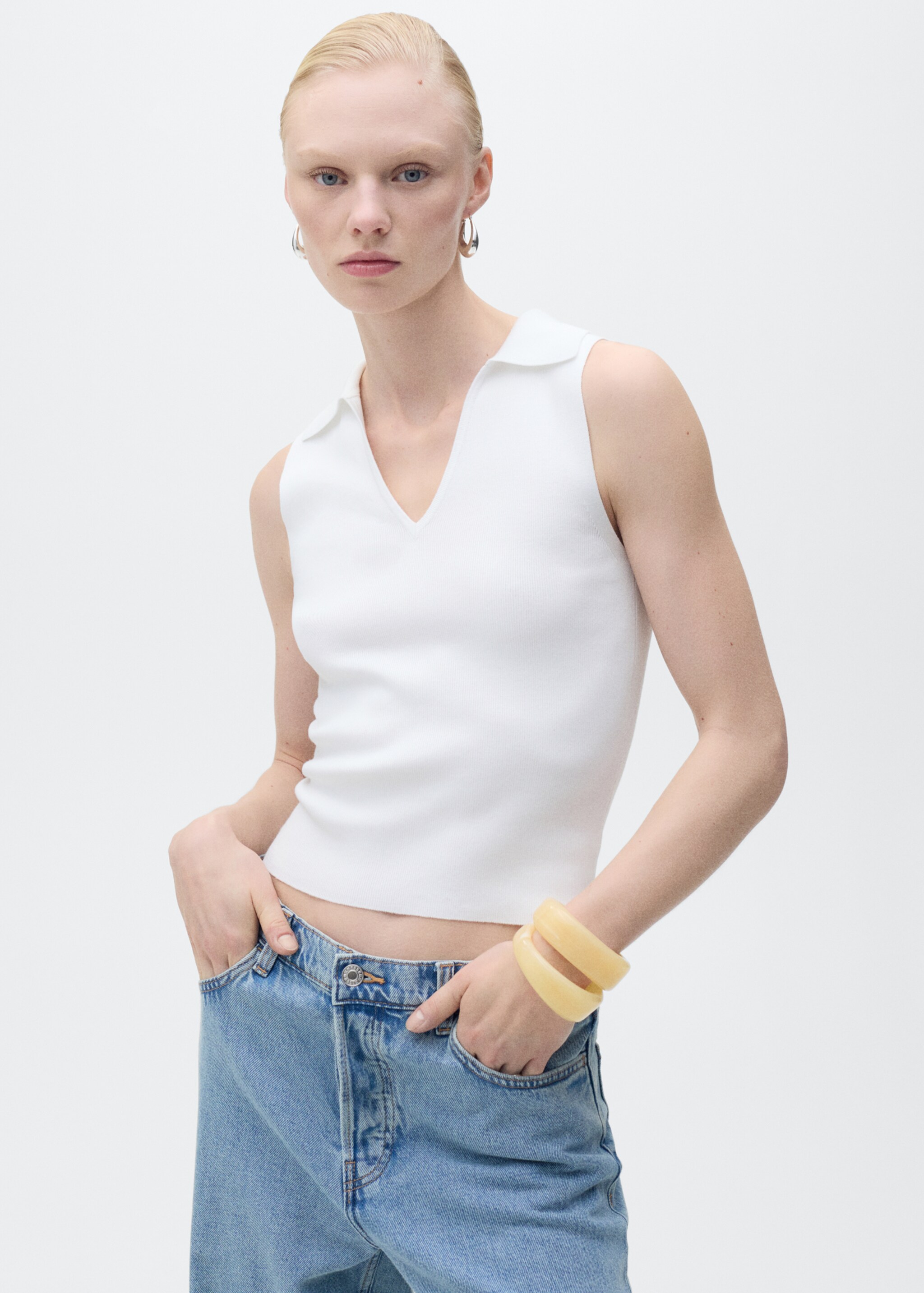 Top punto cuello polo - Plano medio