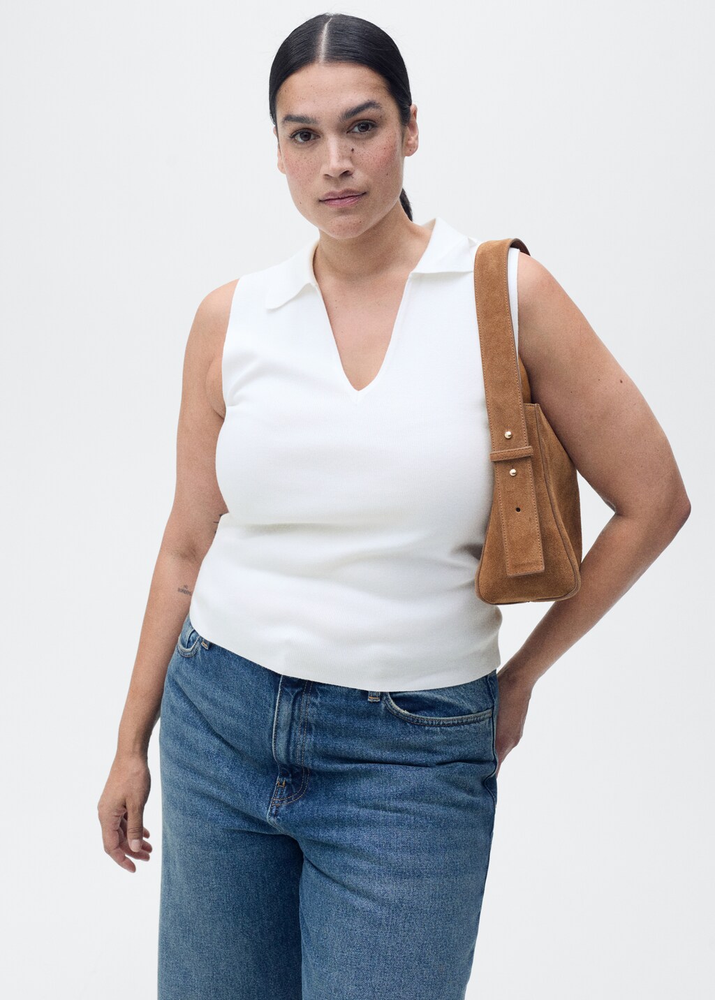 Polo-neck knitted top - Women | MANGO USA Polo-neck knitted top - Women | MANGO USA