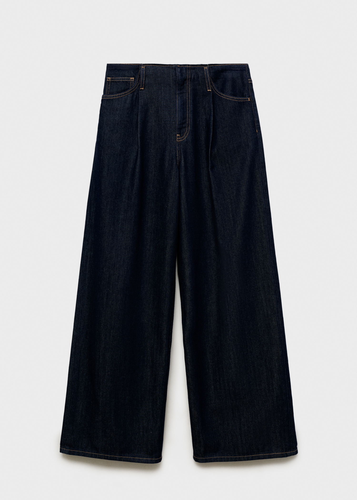 Wide-leg denim trousers with frayed waist - Article without model