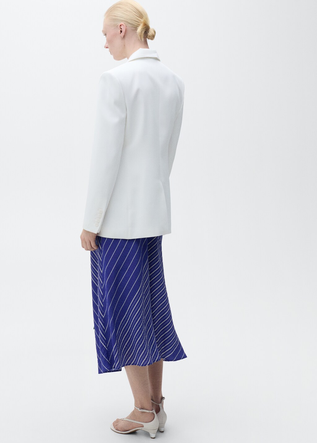 Striped midi-skirt with belt - image 3