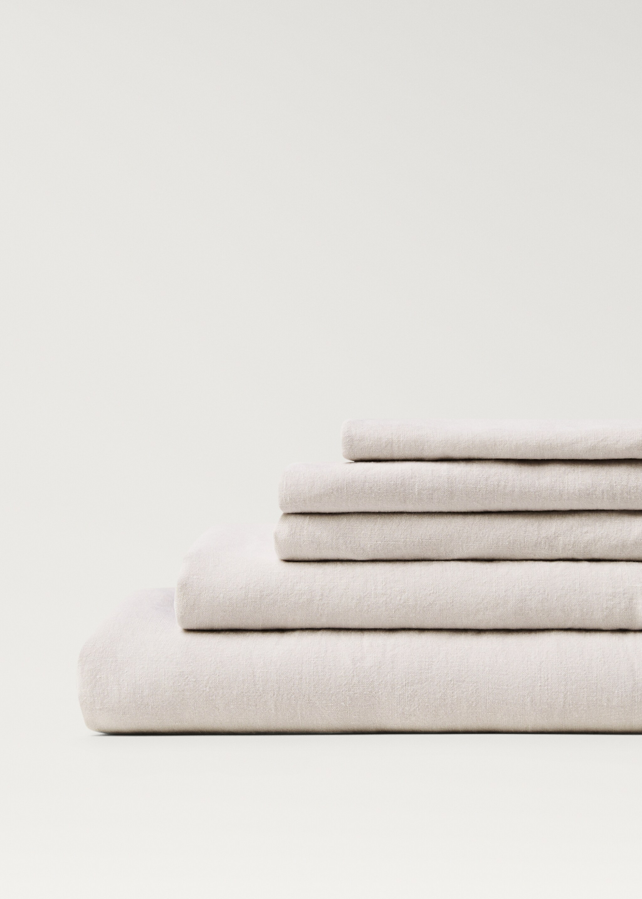 Drap plat lin lavé lit 135/140 cm - Détail de l'article 3, Beige. Ref: 87077196-00.