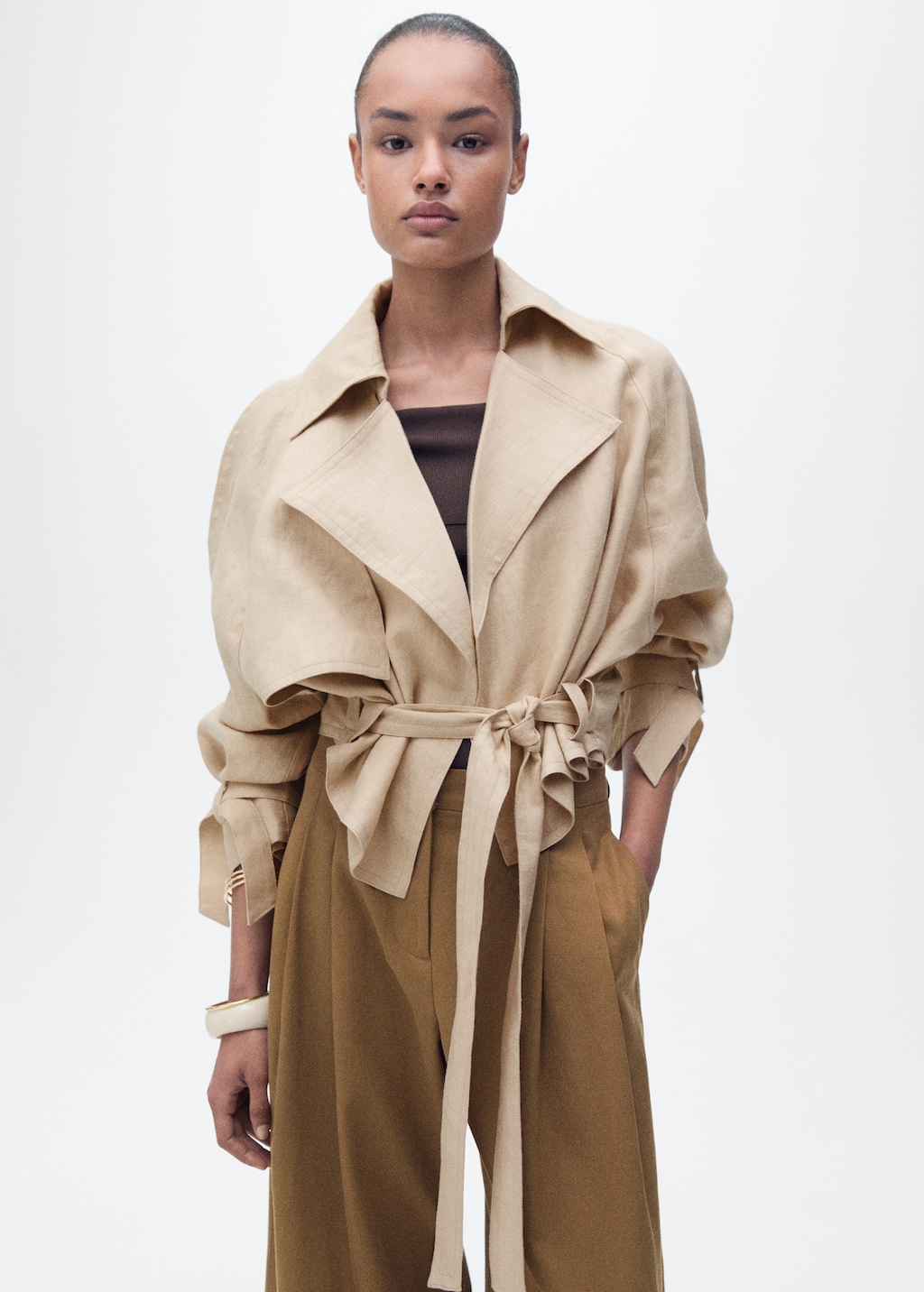 Mango Linen jacket with belt