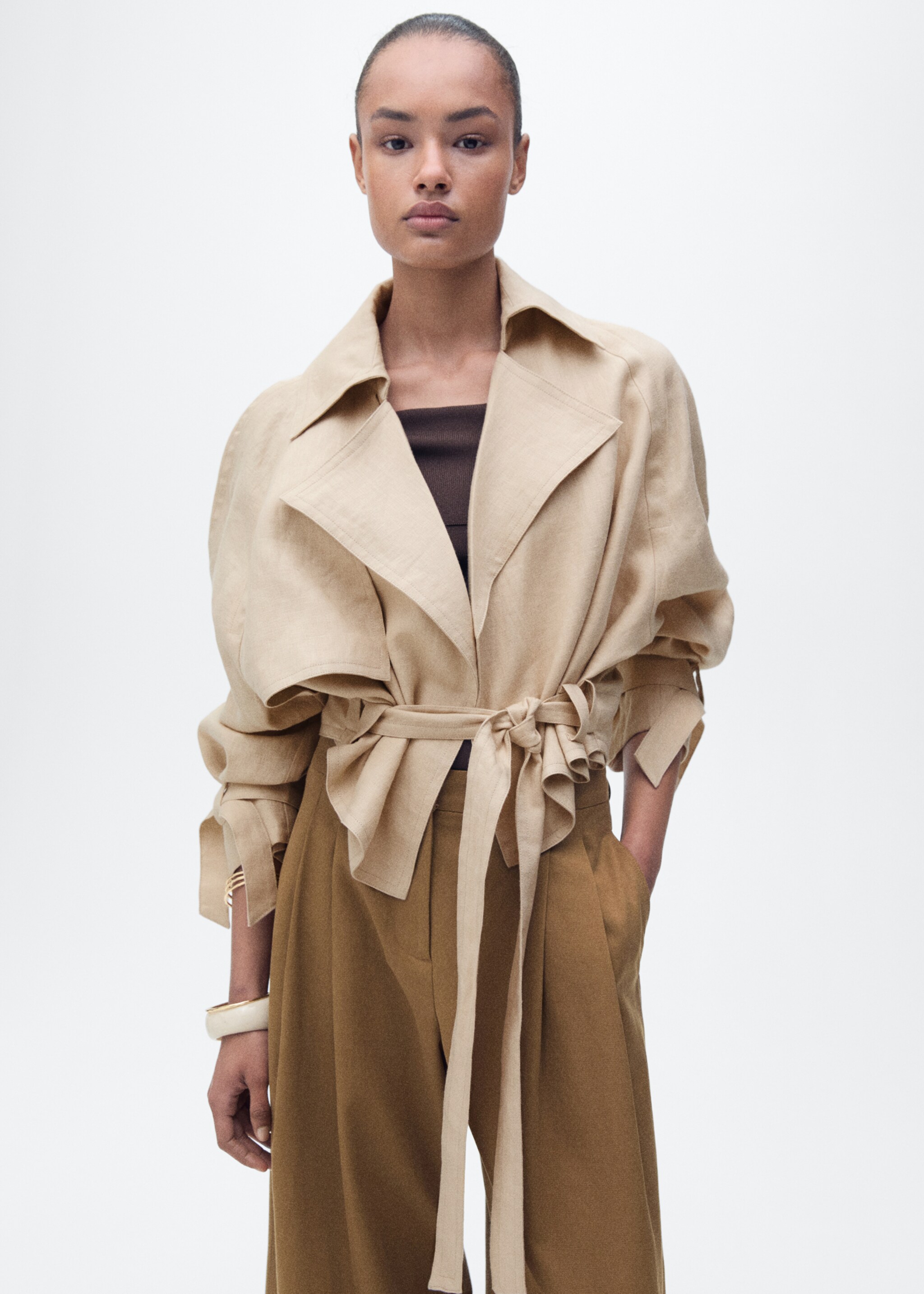 Linen jacket with belt - Medium plane