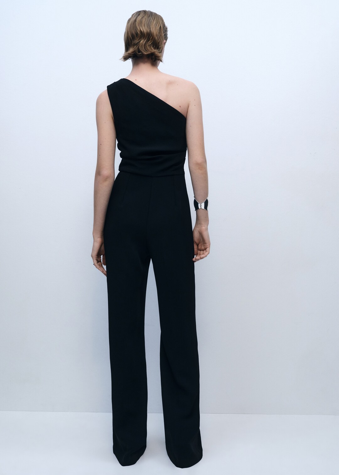 Asymmetrical Neck Tied Jumpsuit with Pockets