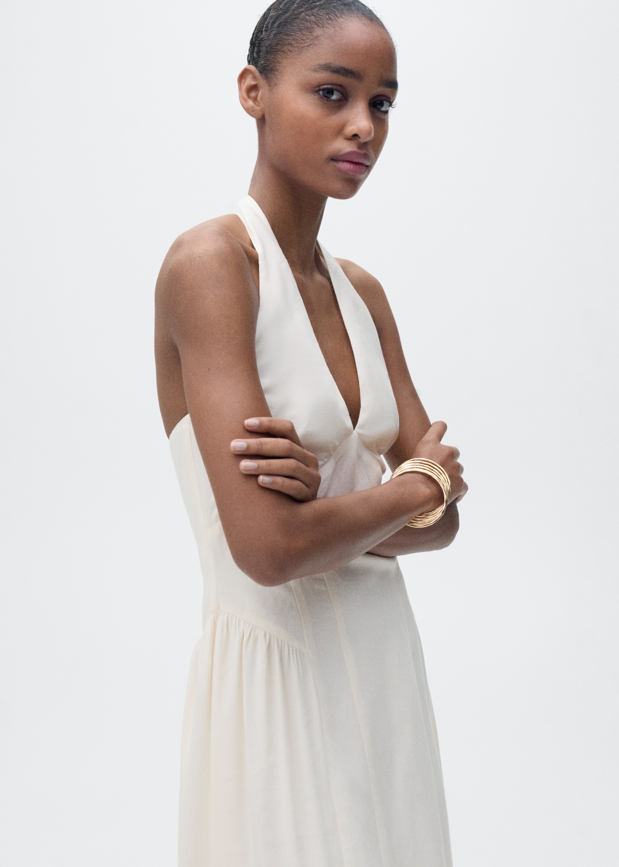 Halter-neck linen dress - Medium plane