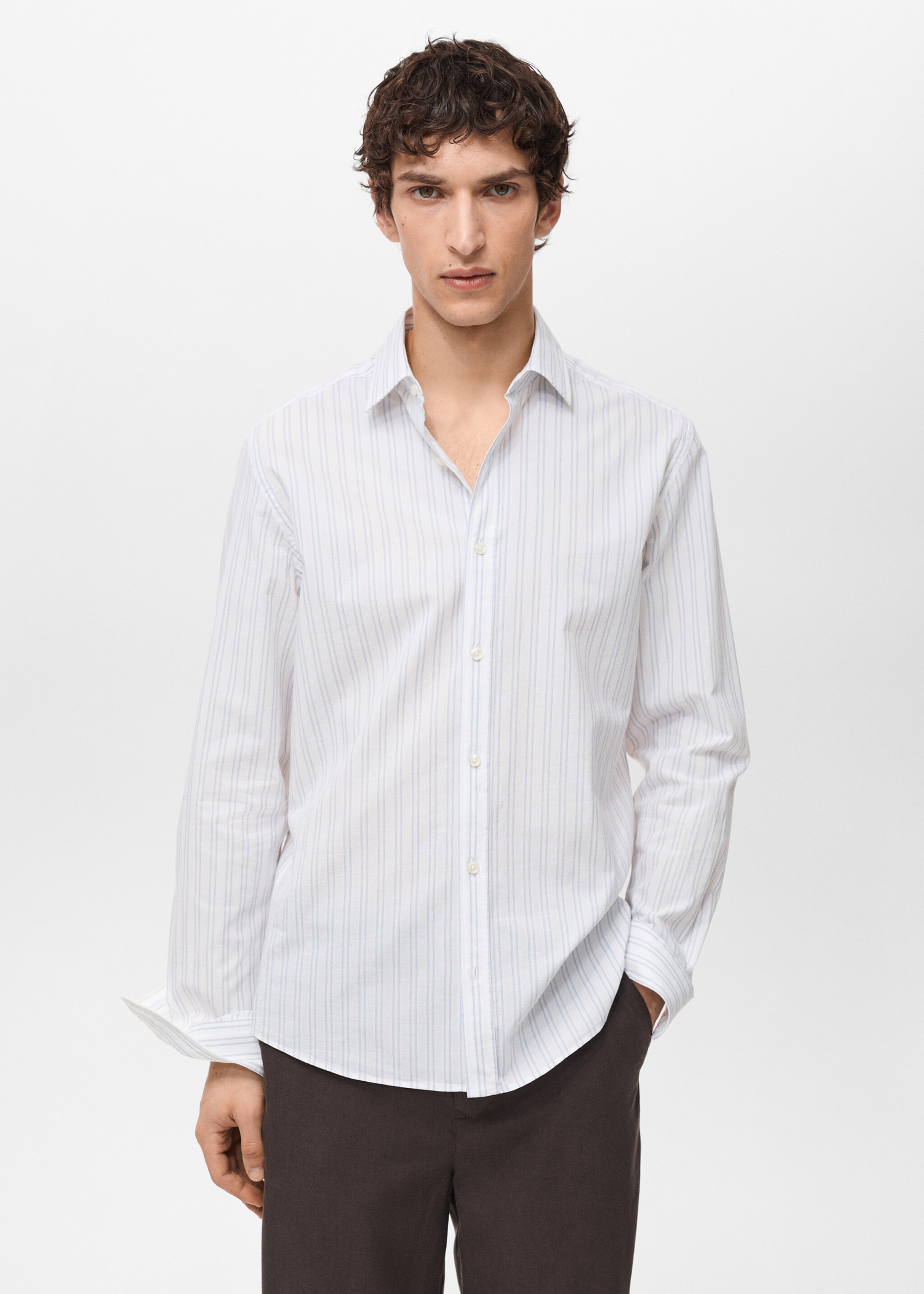 Chemise à rayures 100% coton coupe régulière - Plan moyen