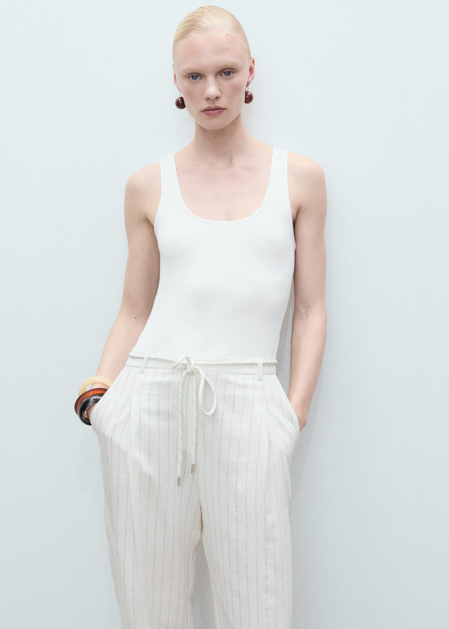 Striped combined knitted jumpsuit - Medium plane