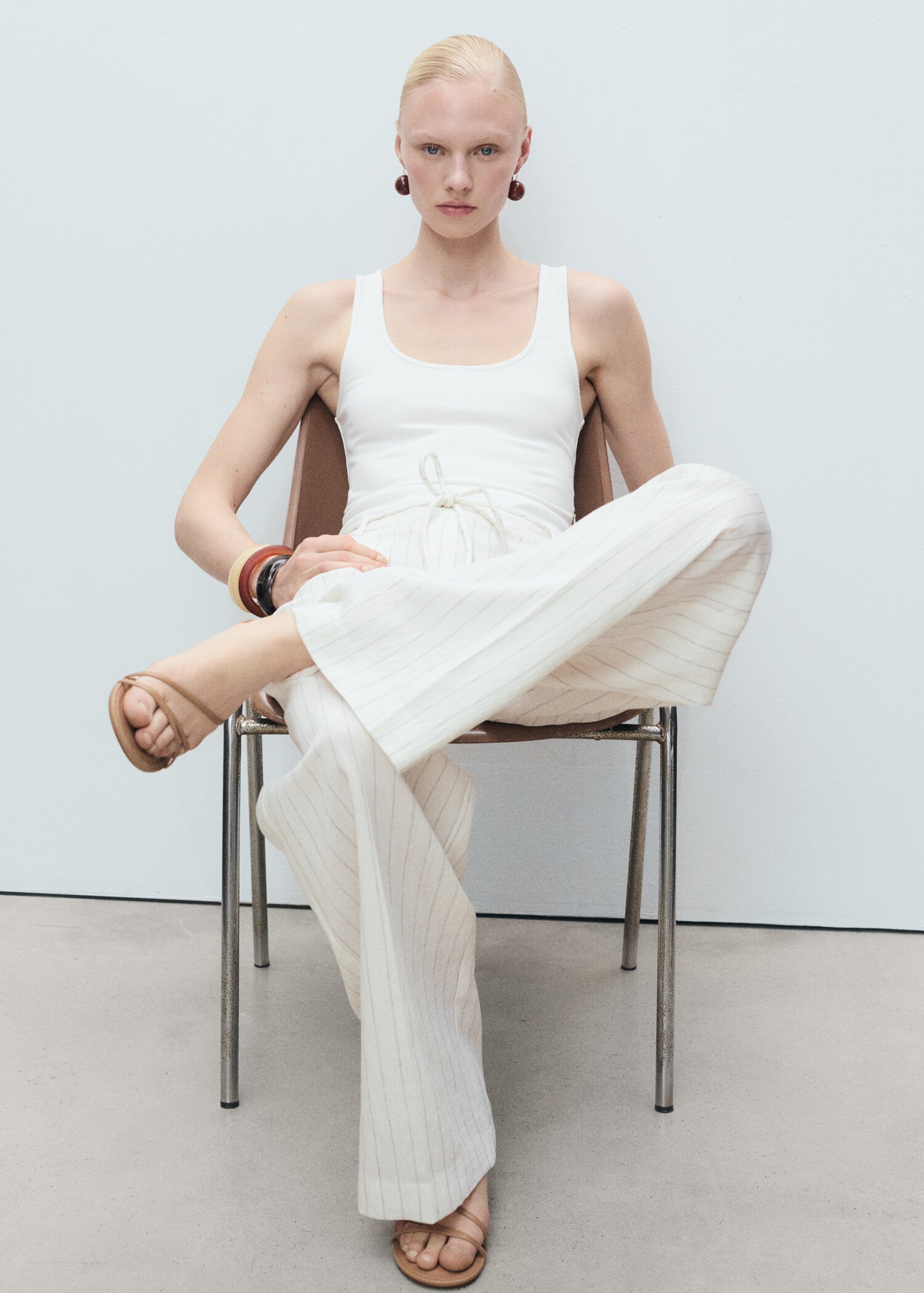 Striped combined knitted jumpsuit - Details of the article 2