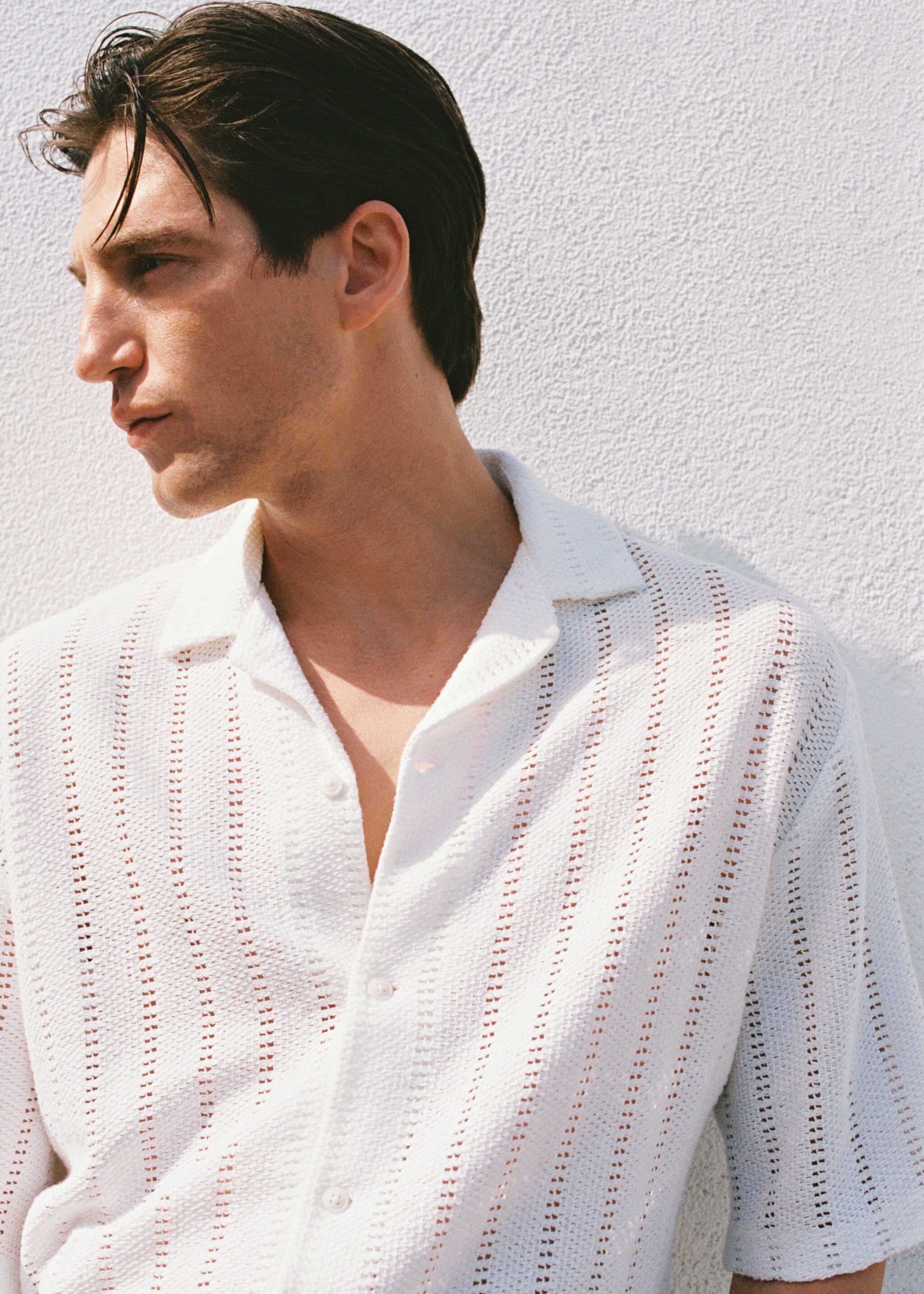 Knitted shirt with pointelle detail - Details of the article 3