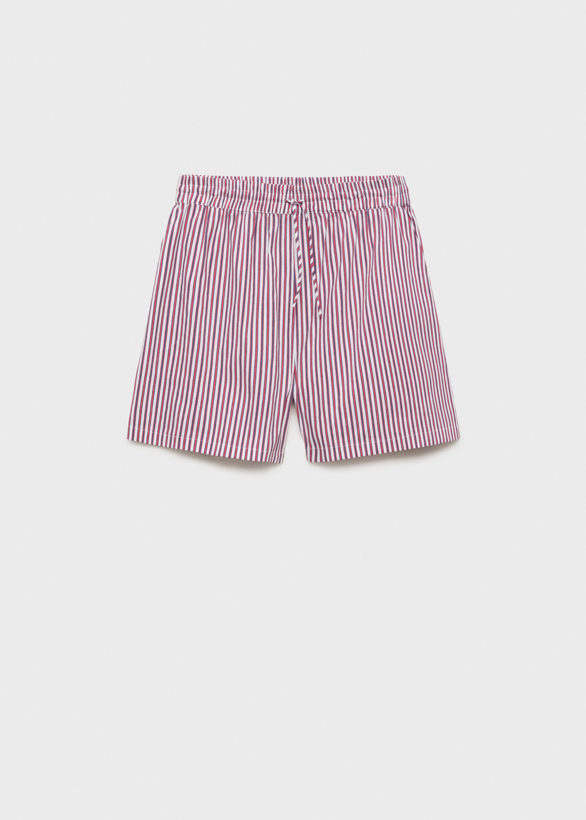 Striped poplin shorts with embroidered message - Article without model