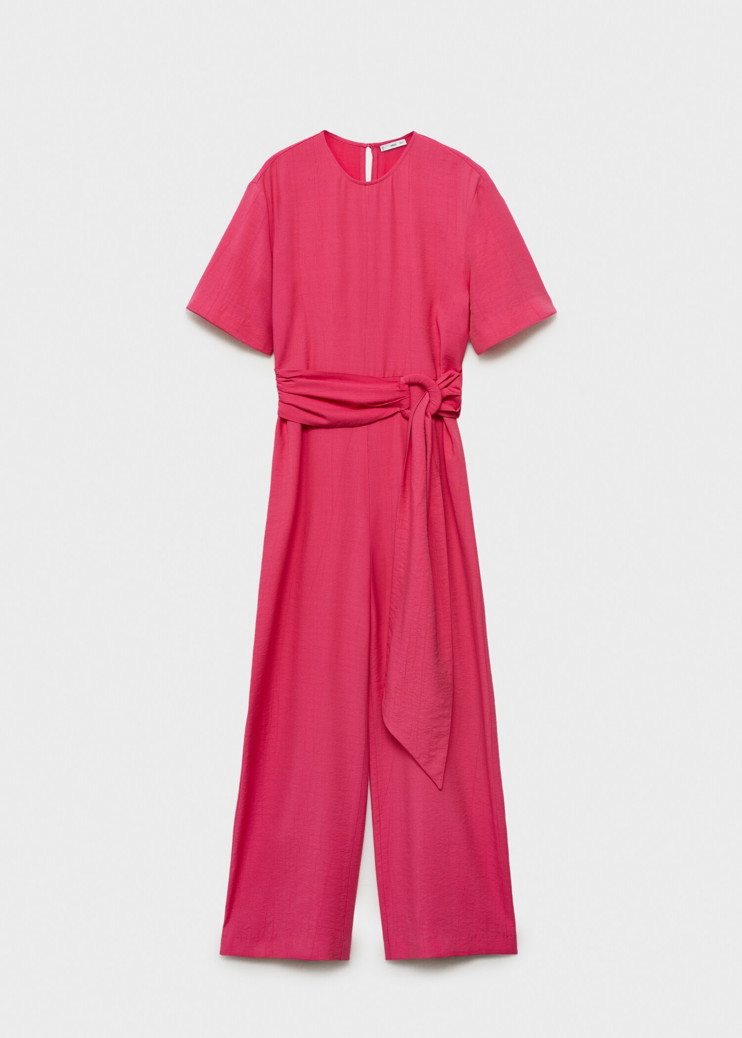 Straight-fit short-sleeved jumpsuit with belt - Article without model