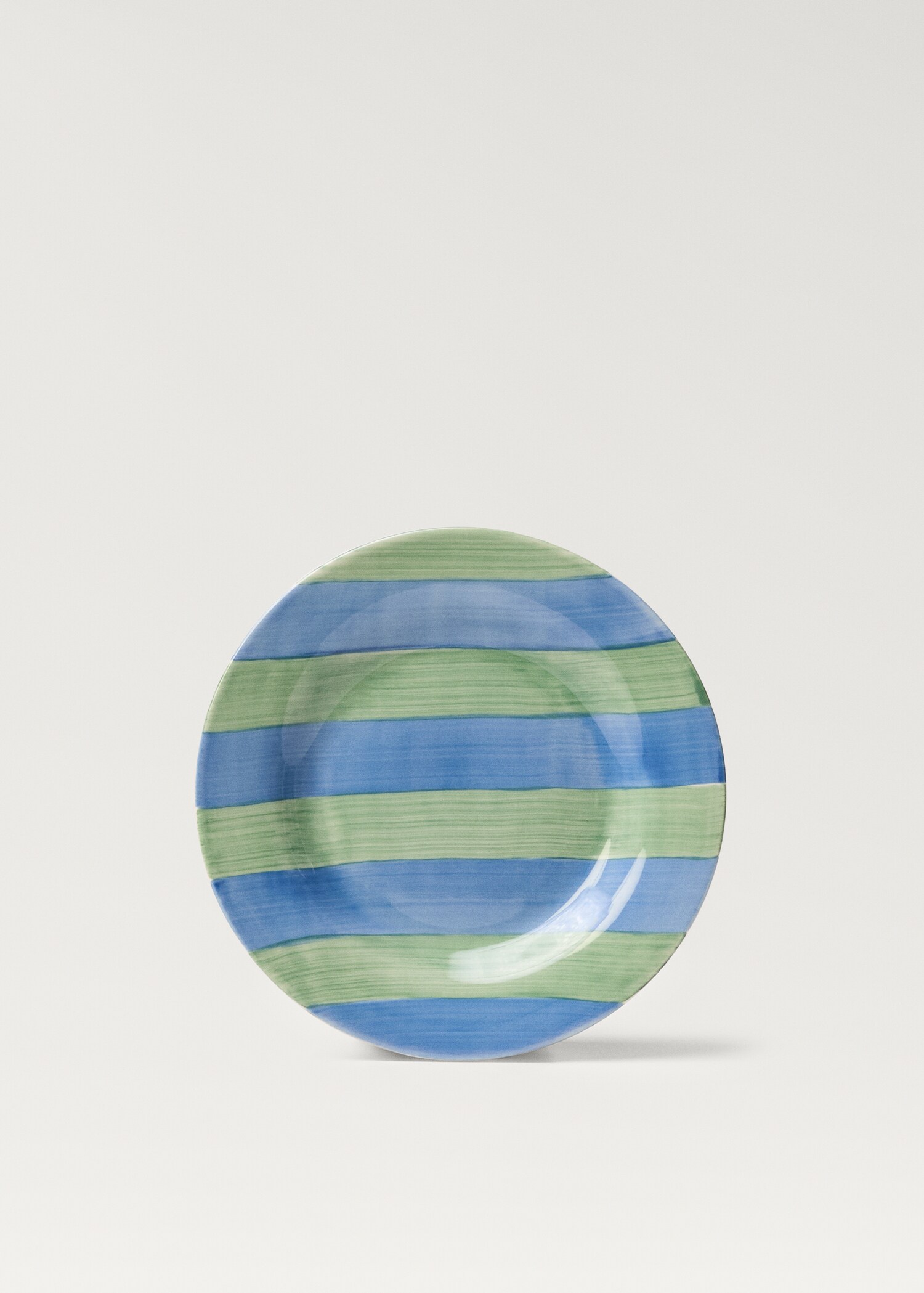 Striped stoneware dessert plate - Article without model