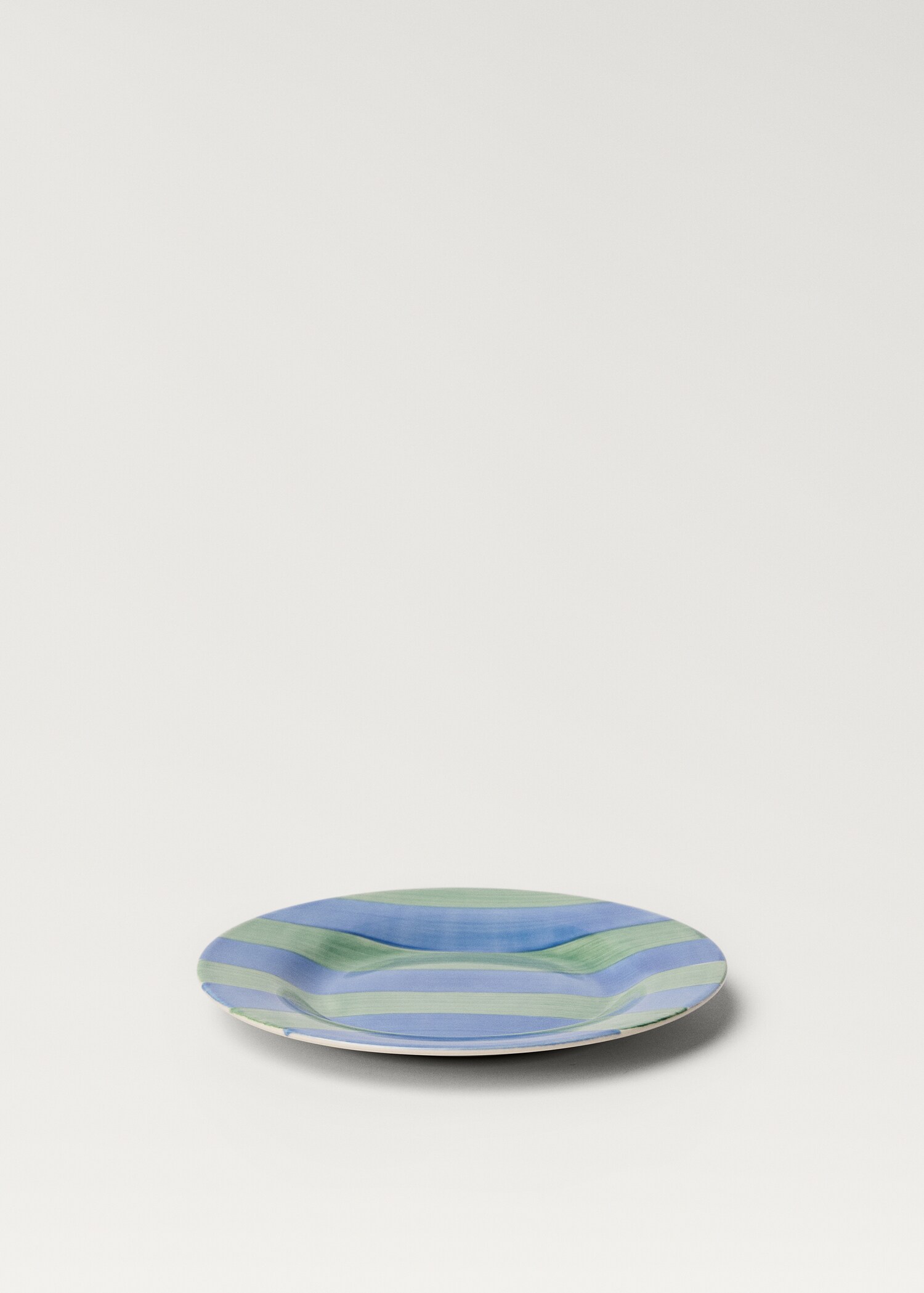 Striped stoneware dessert plate - Details of the article 1