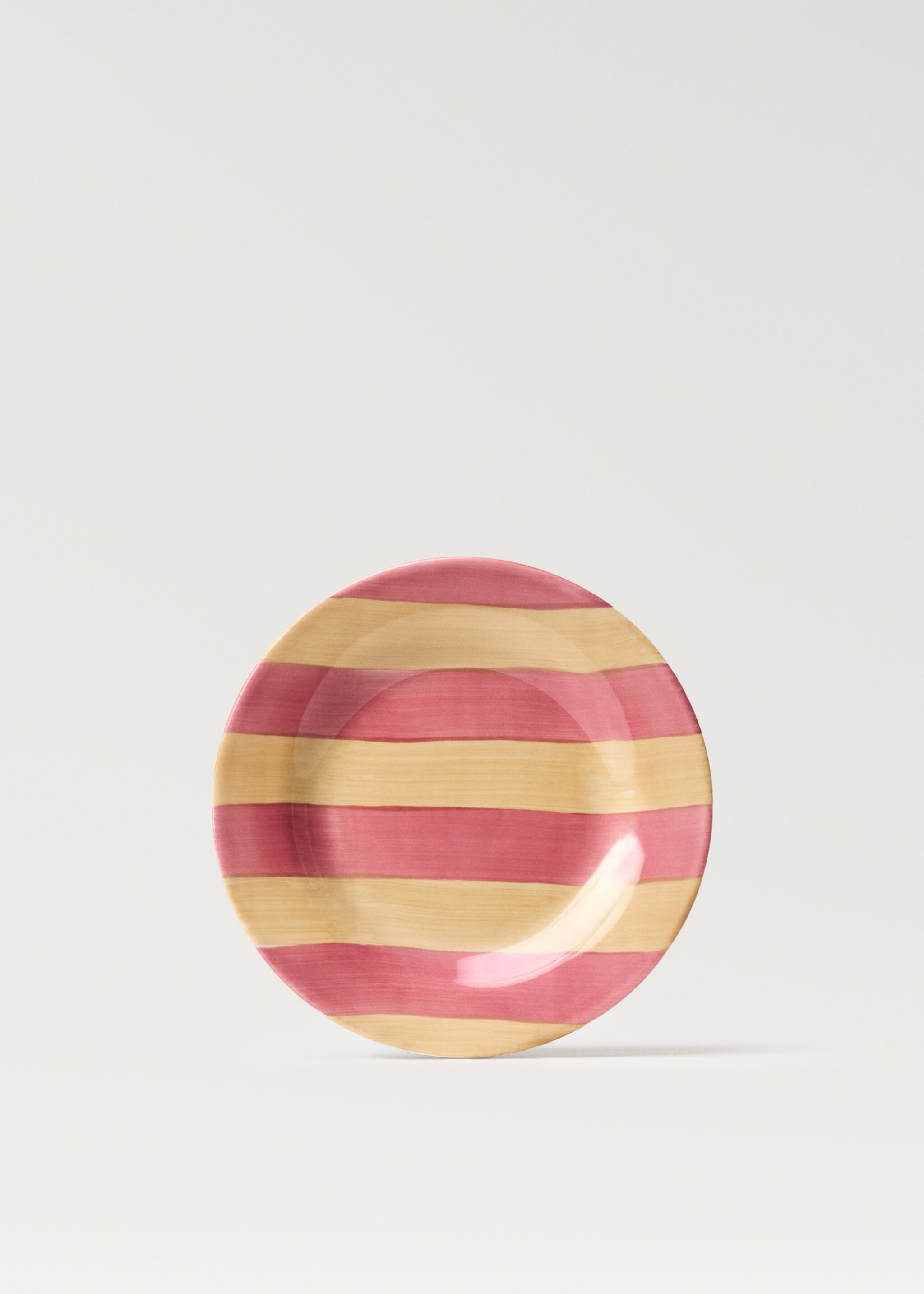 Striped stoneware dessert plate - Article without model