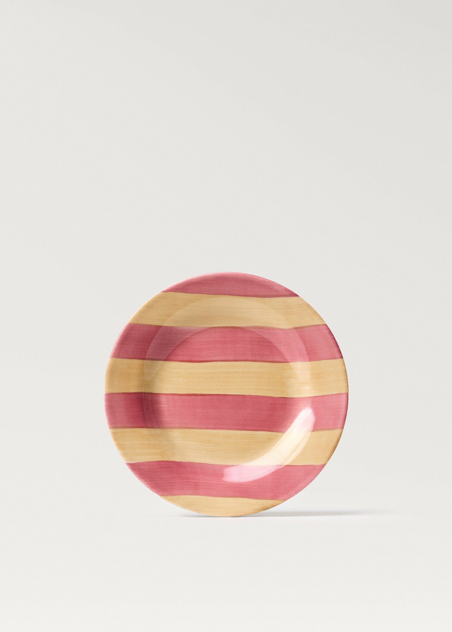 Striped stoneware dessert plate - Article without model