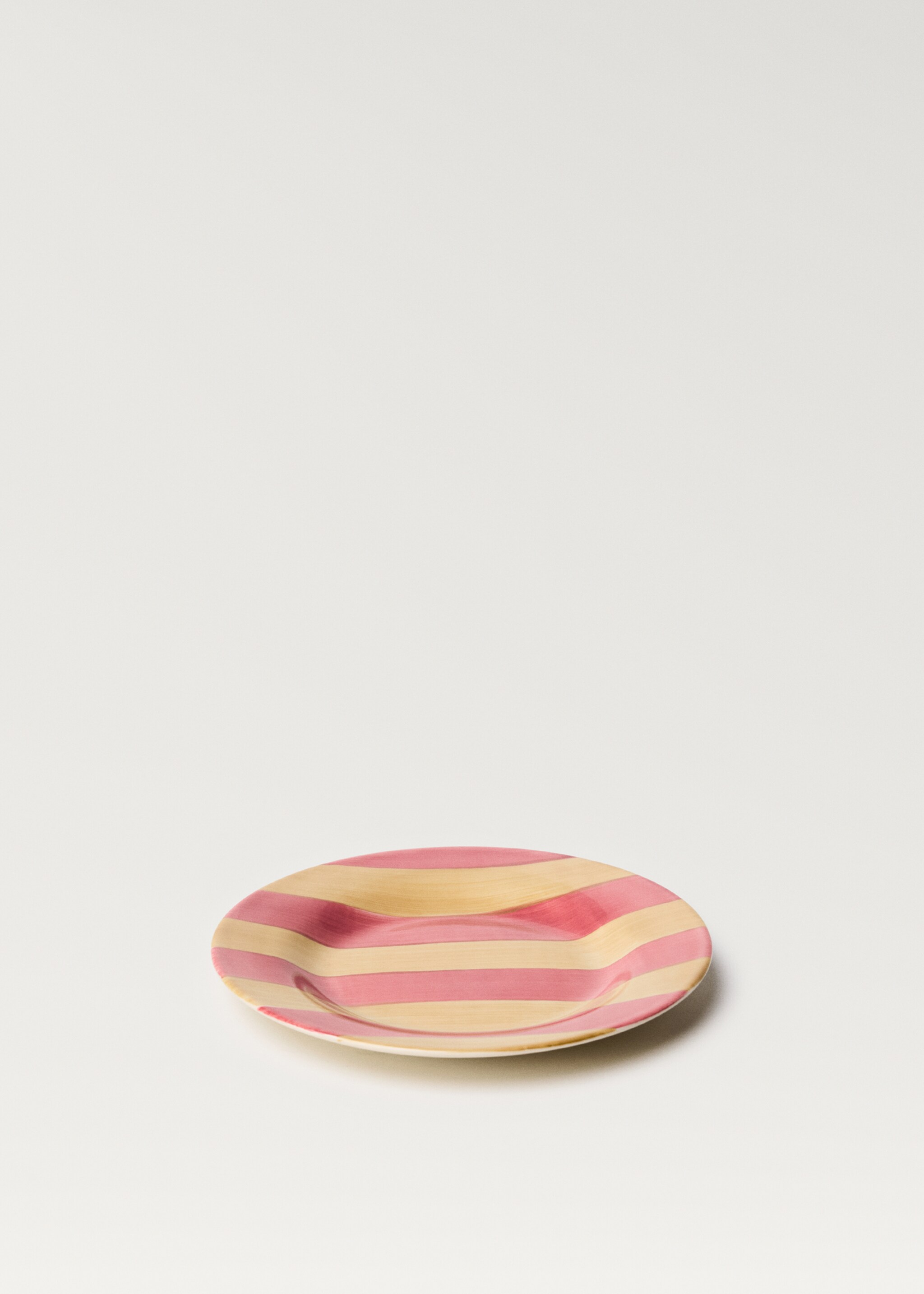 Striped stoneware dessert plate - Details of the article 1