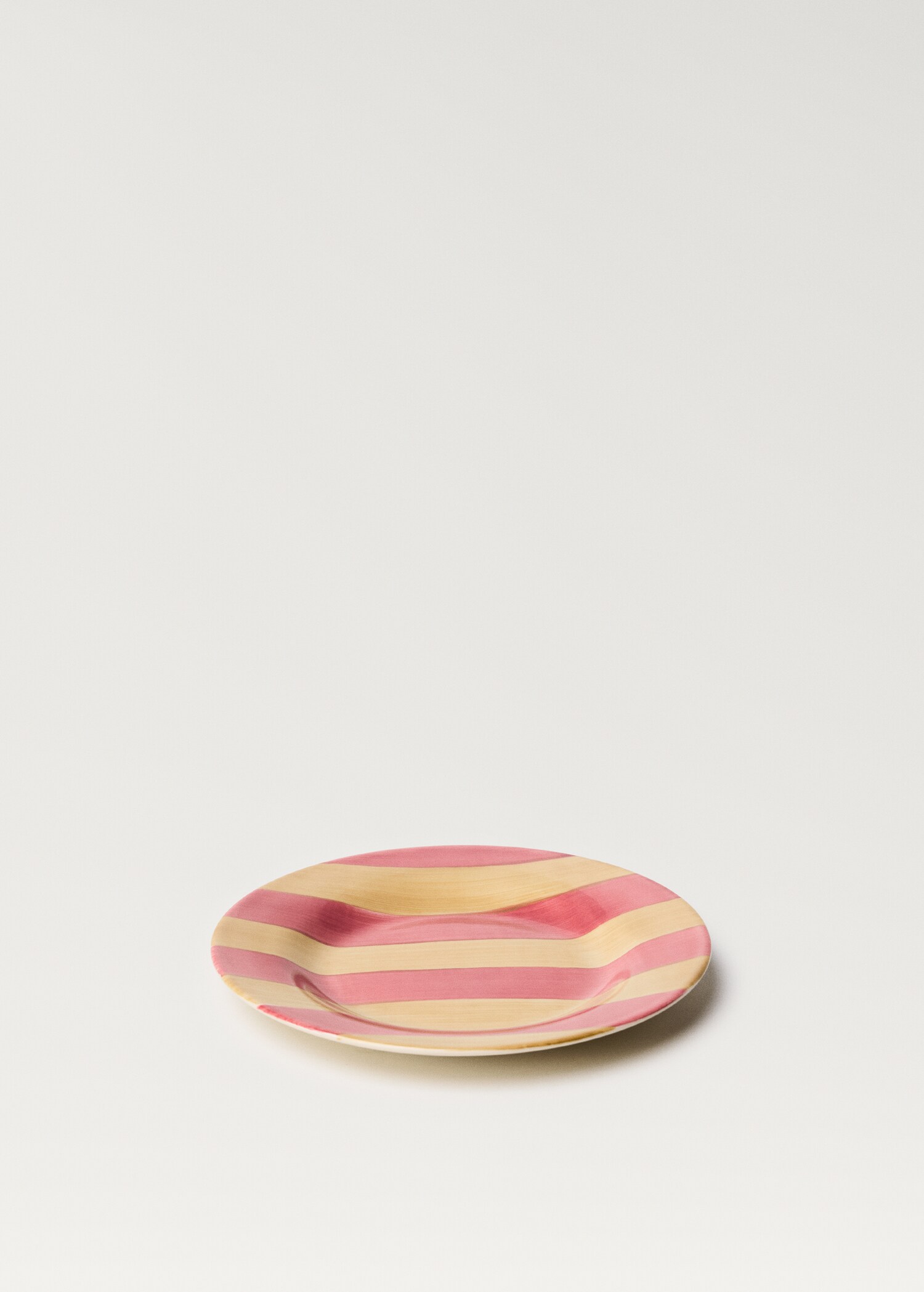Striped stoneware dessert plate - Details of the article 1