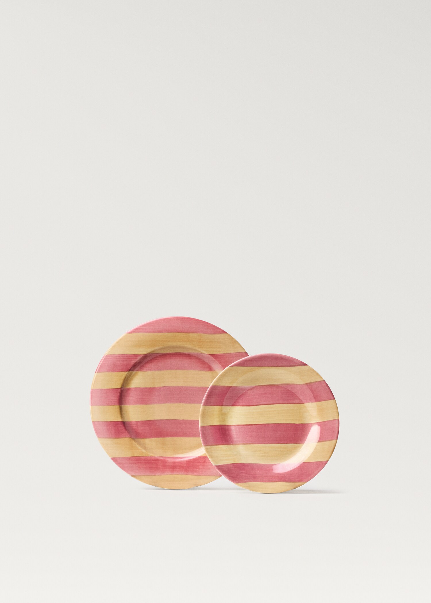 Striped stoneware dessert plate - Details of the article 3