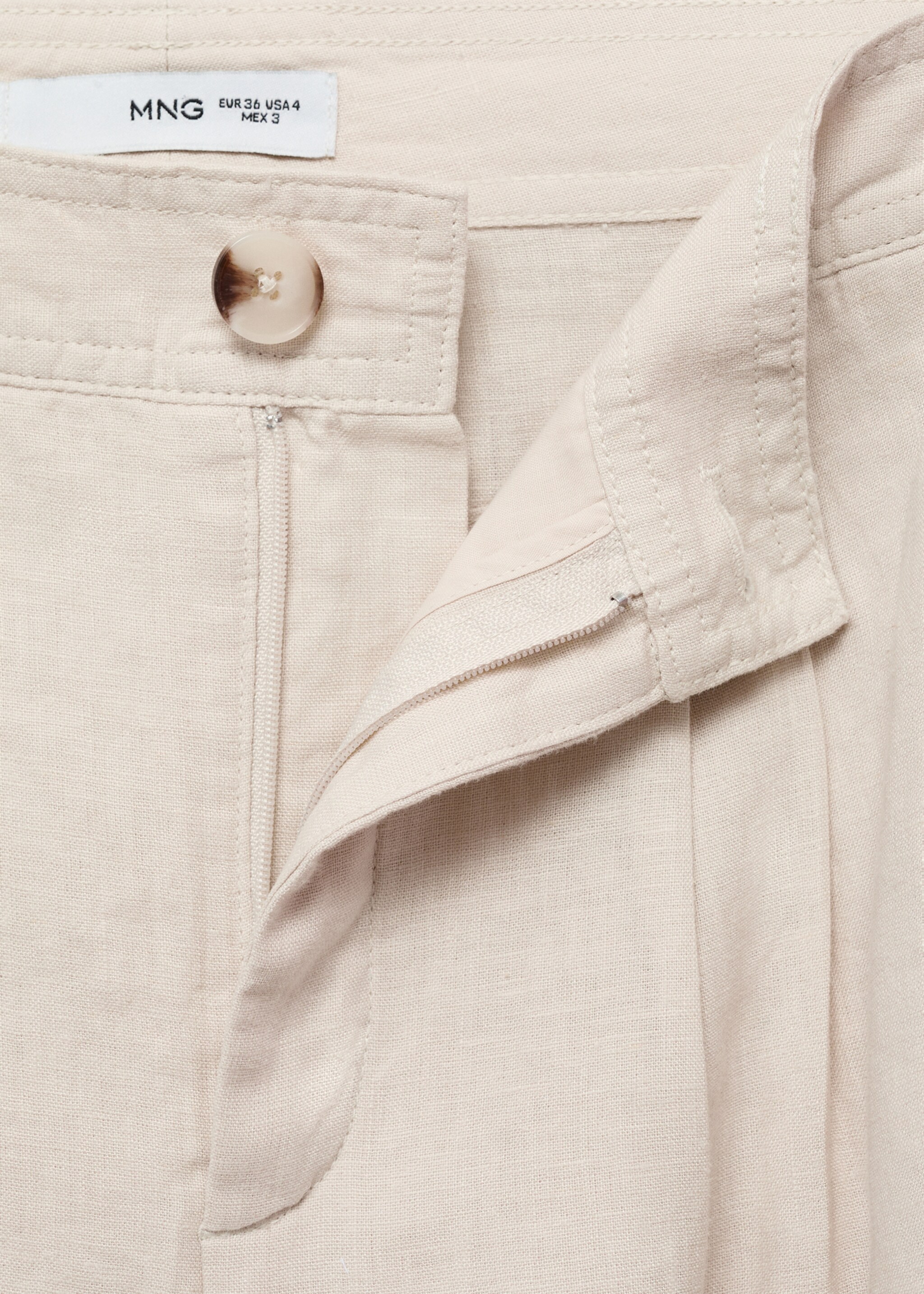 Linen trousers with tortoiseshell button - Details of the article 0