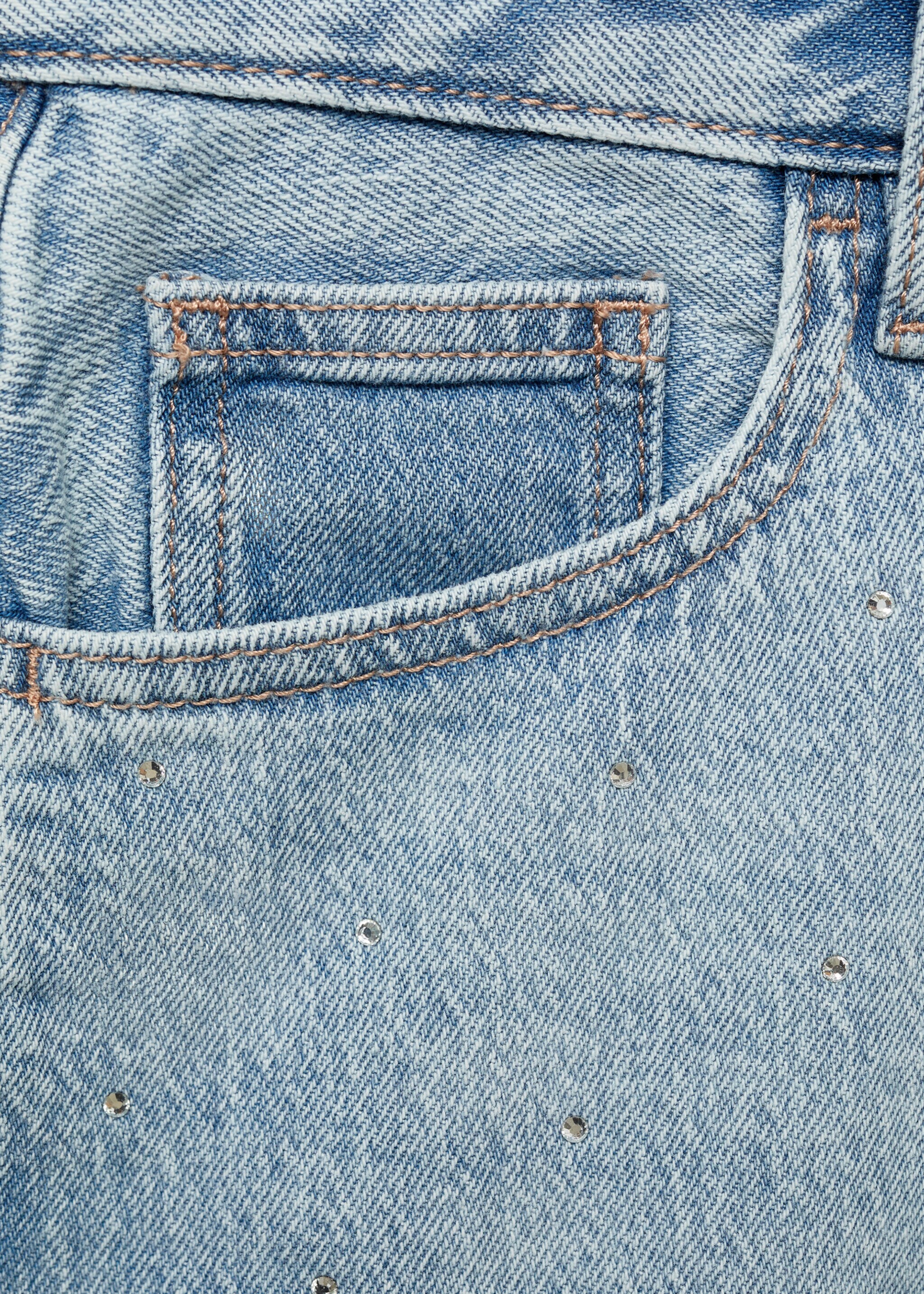 Low-waist shorts with rhinestones - Details of the article 0