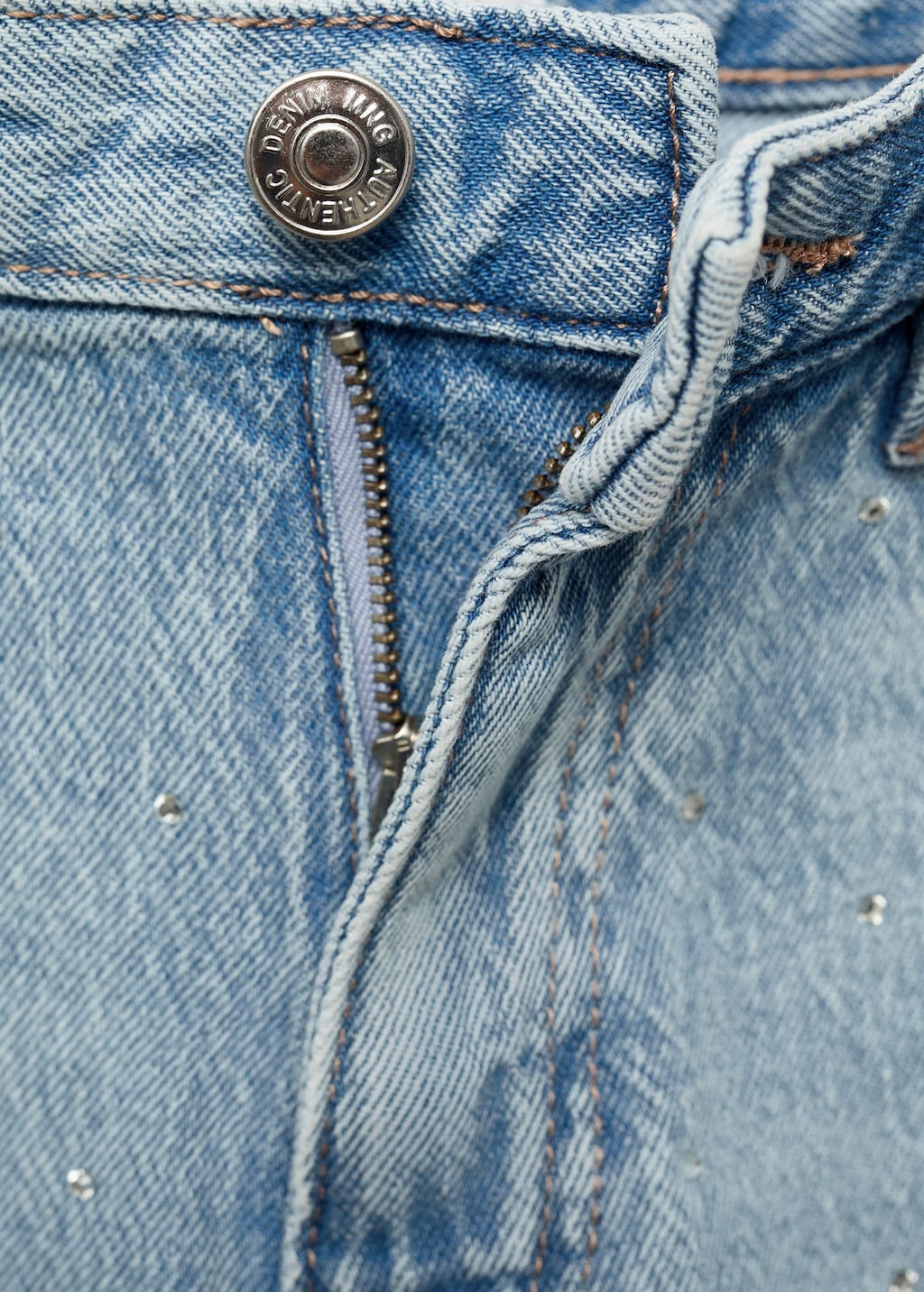 Low-waist shorts with rhinestones