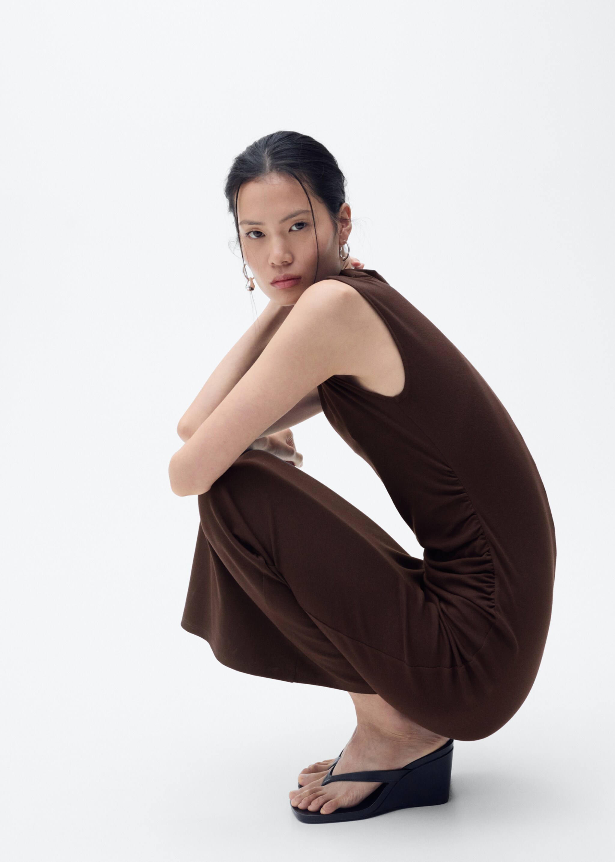 Draped dress with perkins collar - Details of the article 2