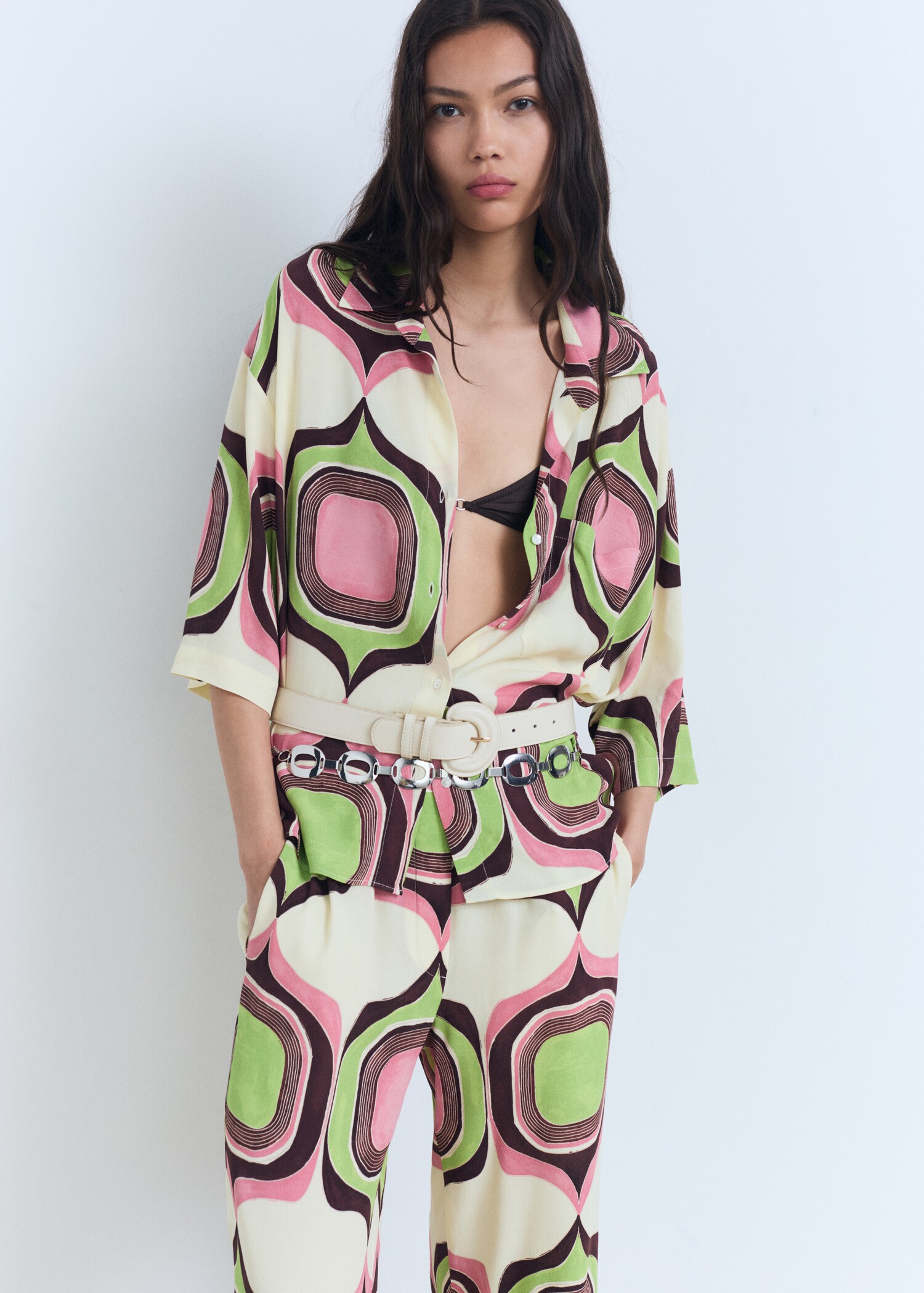 Geometric print trousers - Medium plane