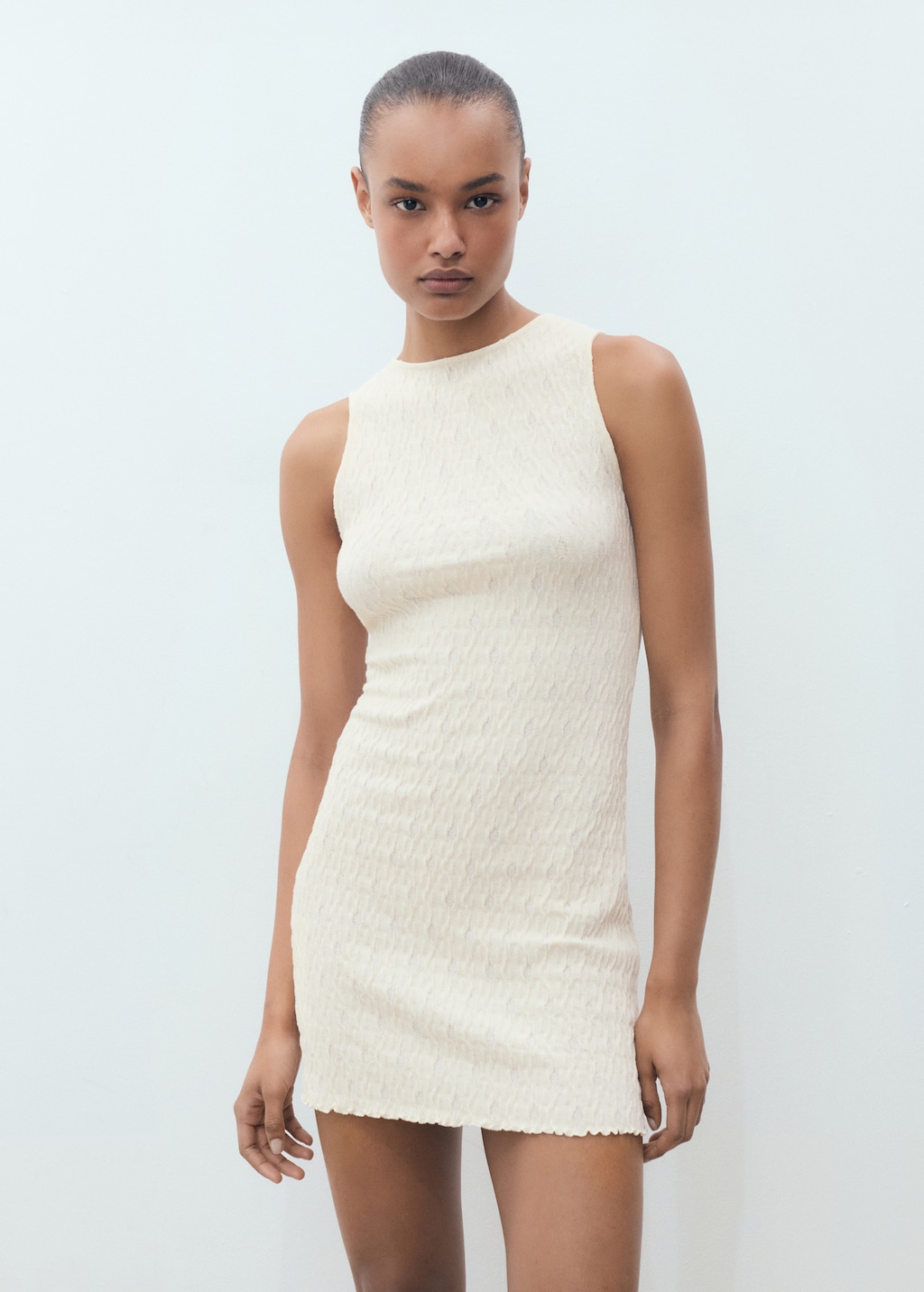 Mango Fitted textured knitted dress
