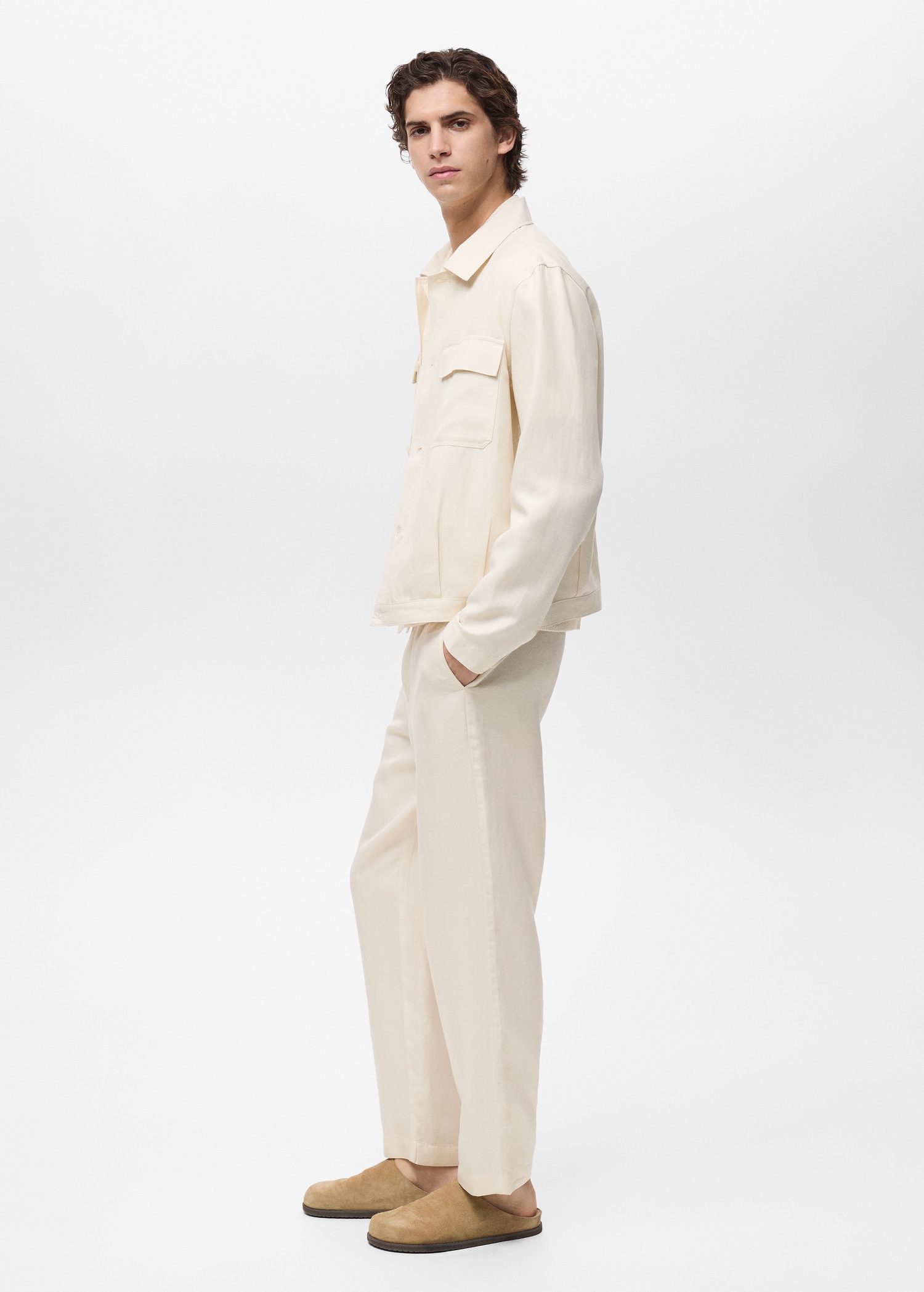 Pantalon lin mélangé taille élastique - Détail de l'article 2