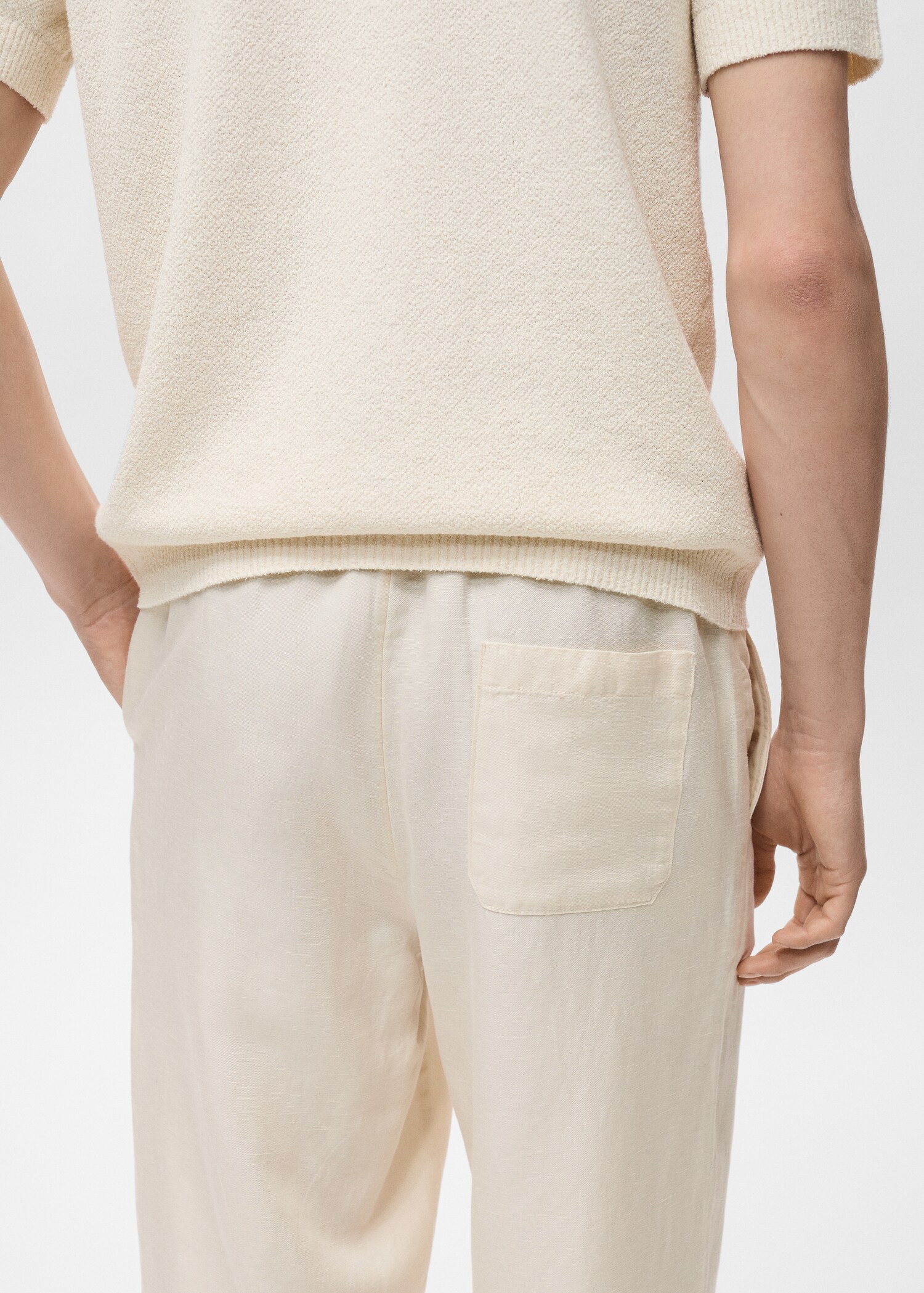 Pantalon lin mélangé taille élastique - Détail de l'article 6